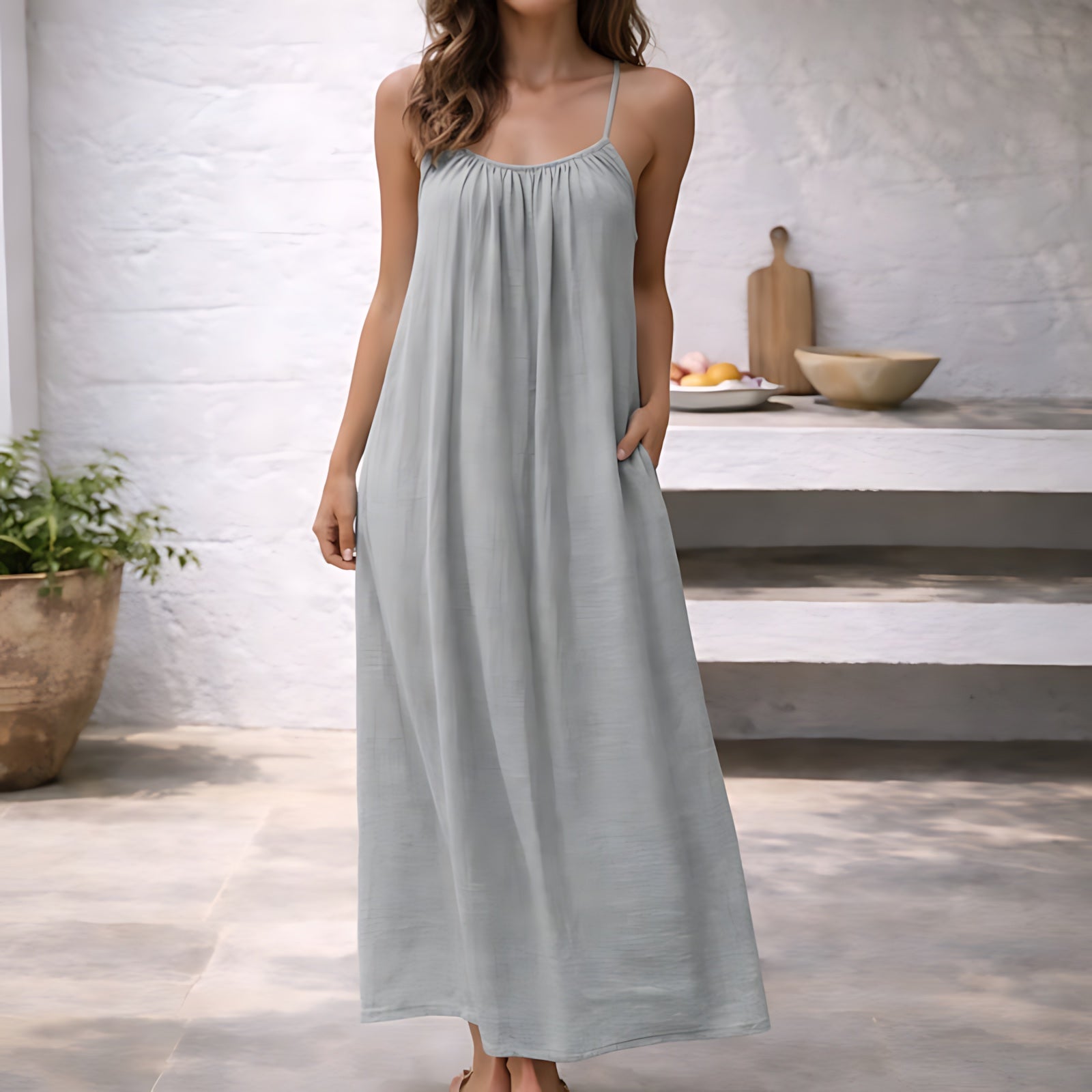 Riley – Scoop Neck Cami Summer Maxi Dress