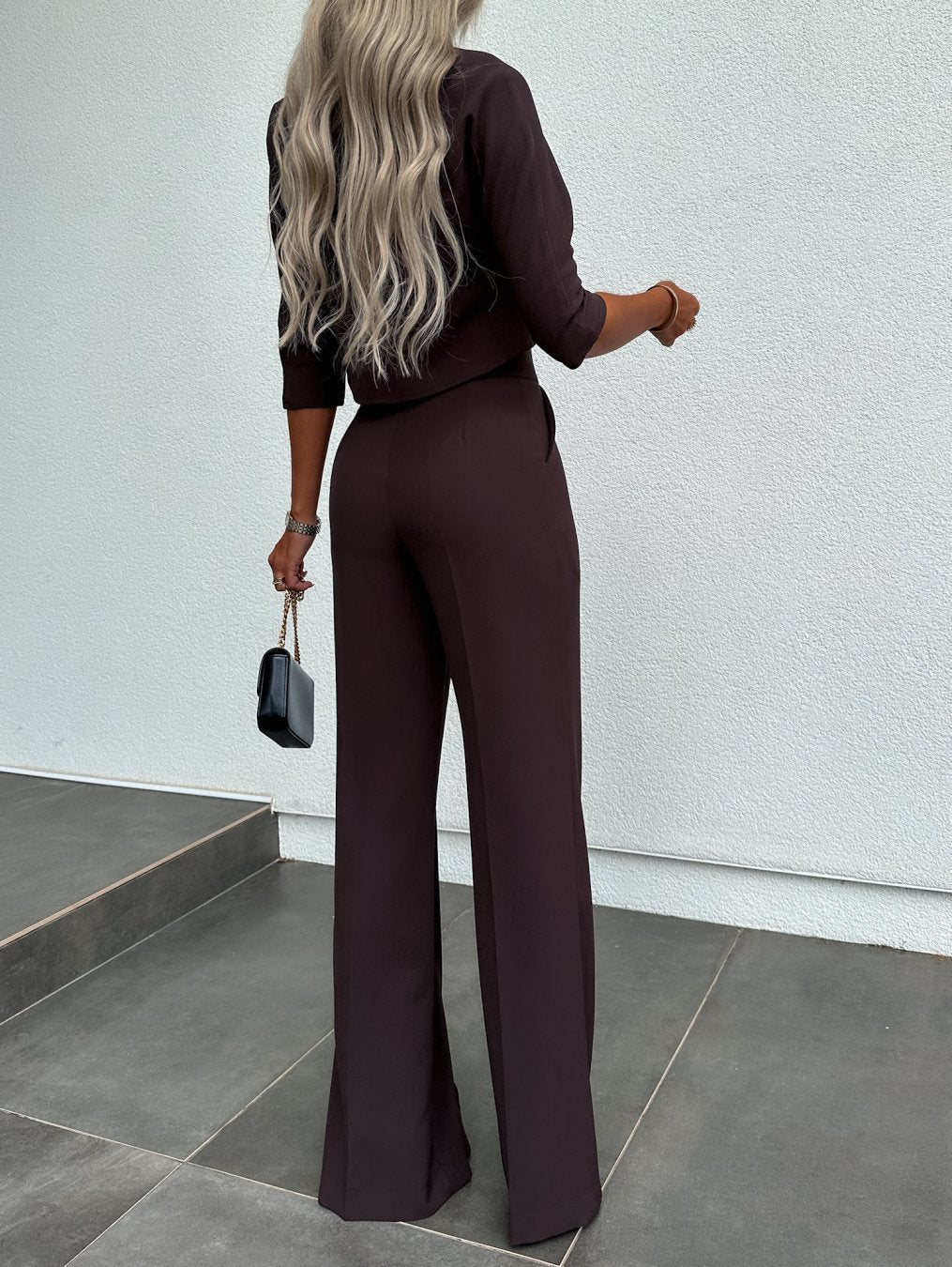 Caroline – Long Sleeve Crop Top and Flare Pants Lounge Set