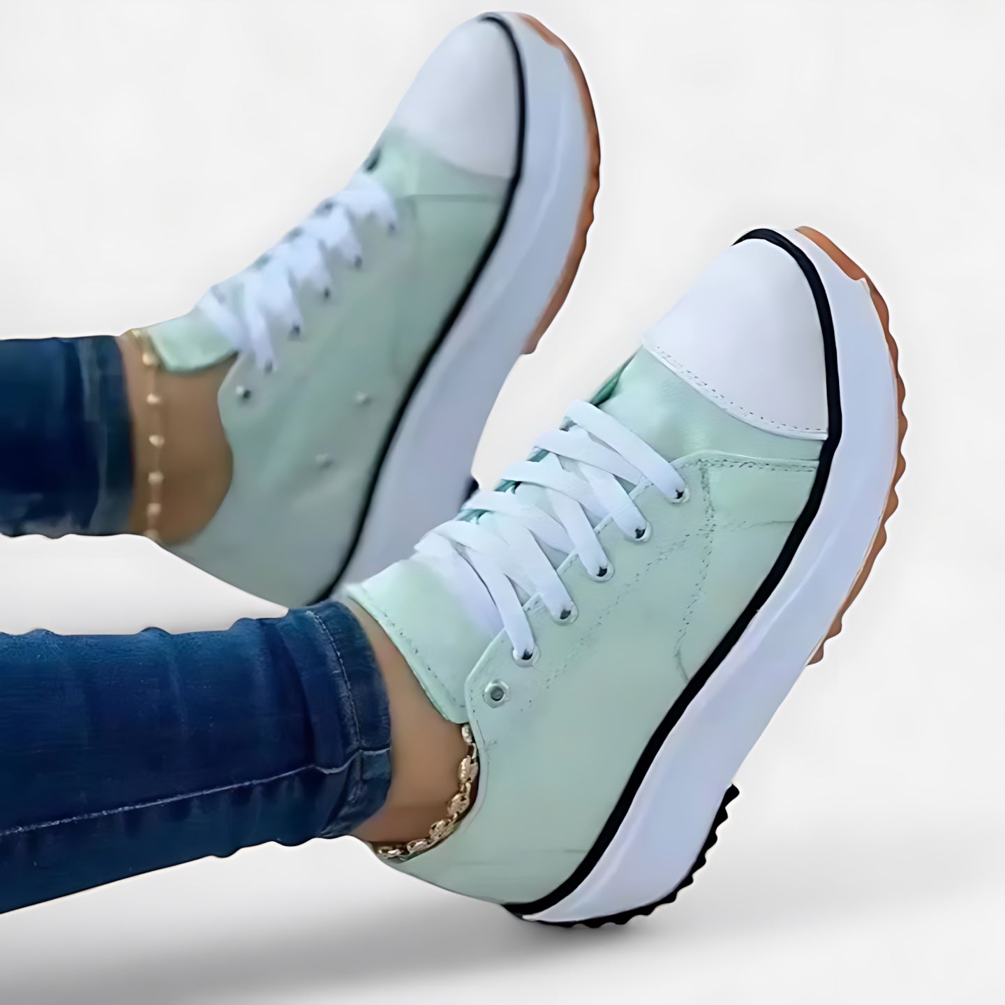 Rosalie – Contrast Stitch Canvas Platform Sneakers