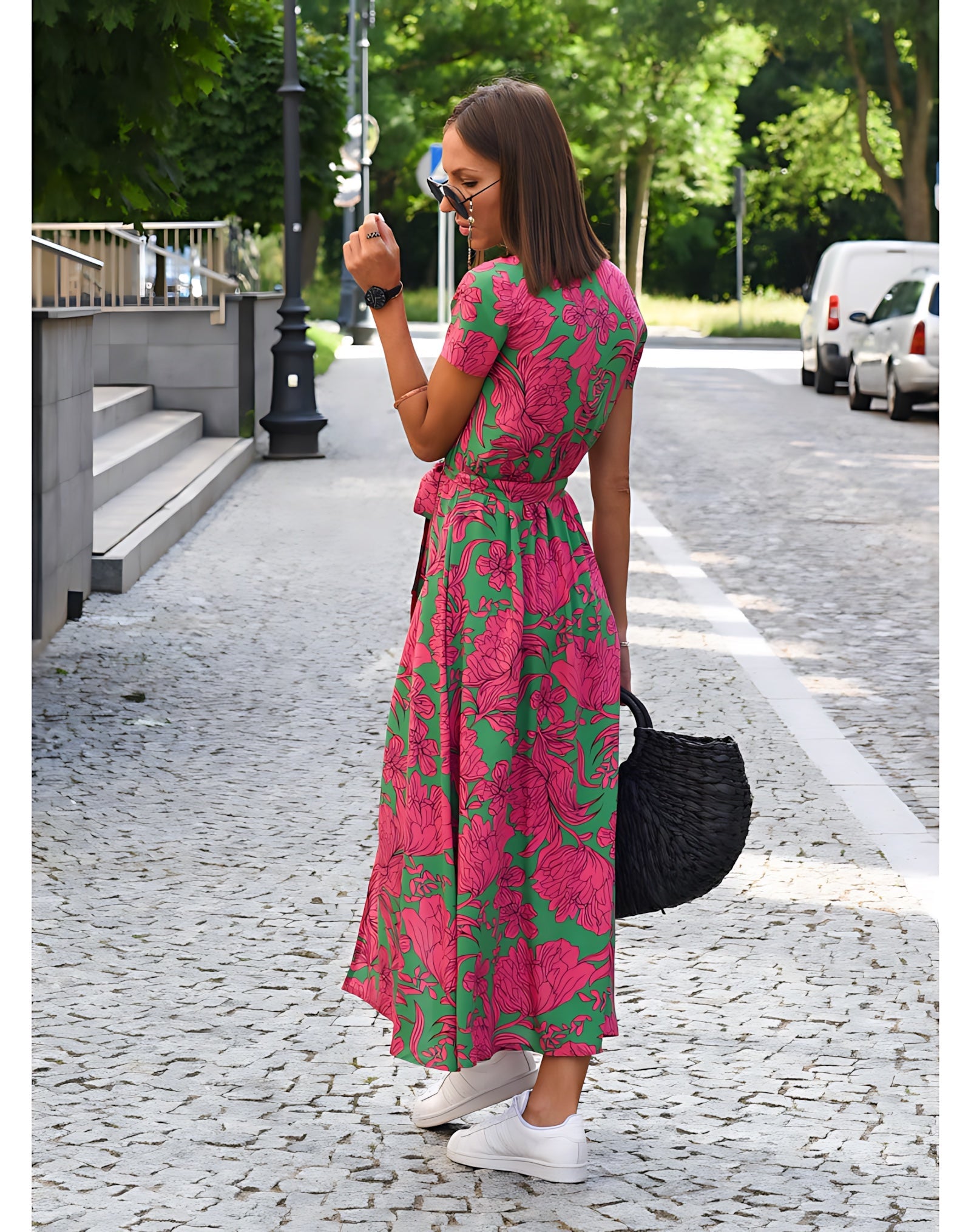 Rosalie – Floral Print Wrap Summer Midi Dress