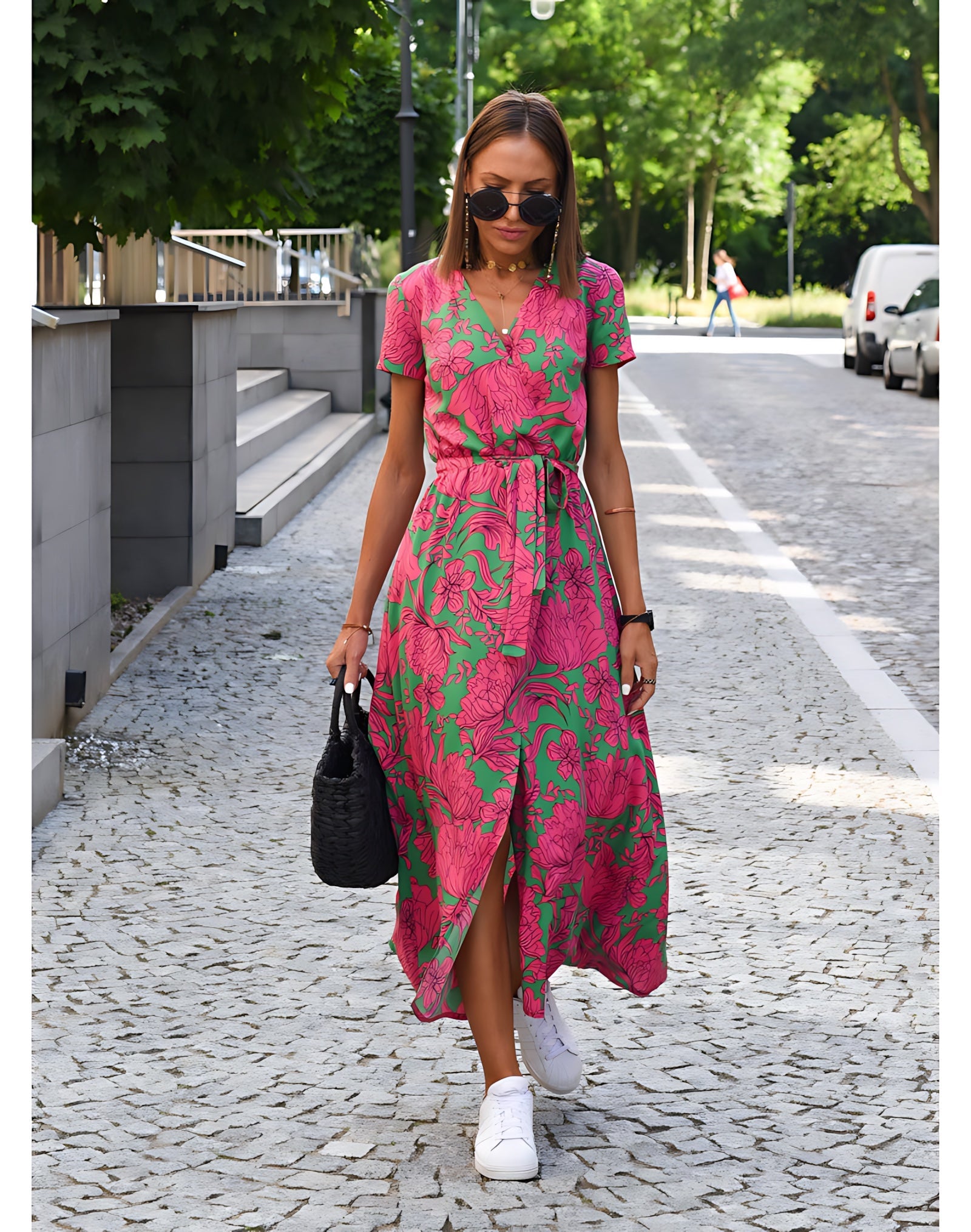 Rosalie – Floral Print Wrap Summer Midi Dress