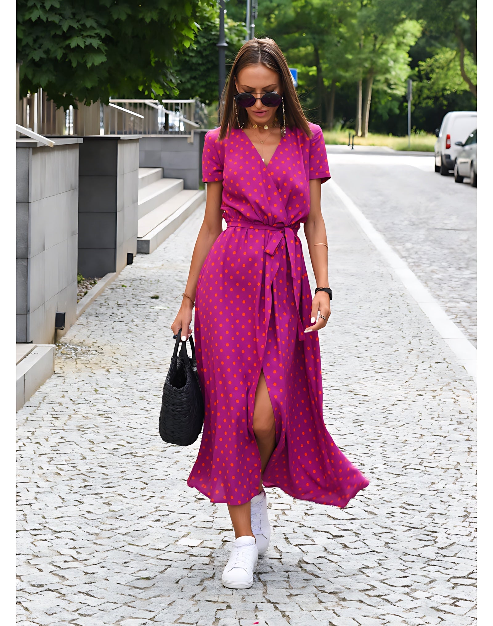 Rosalie – Floral Print Wrap Summer Midi Dress