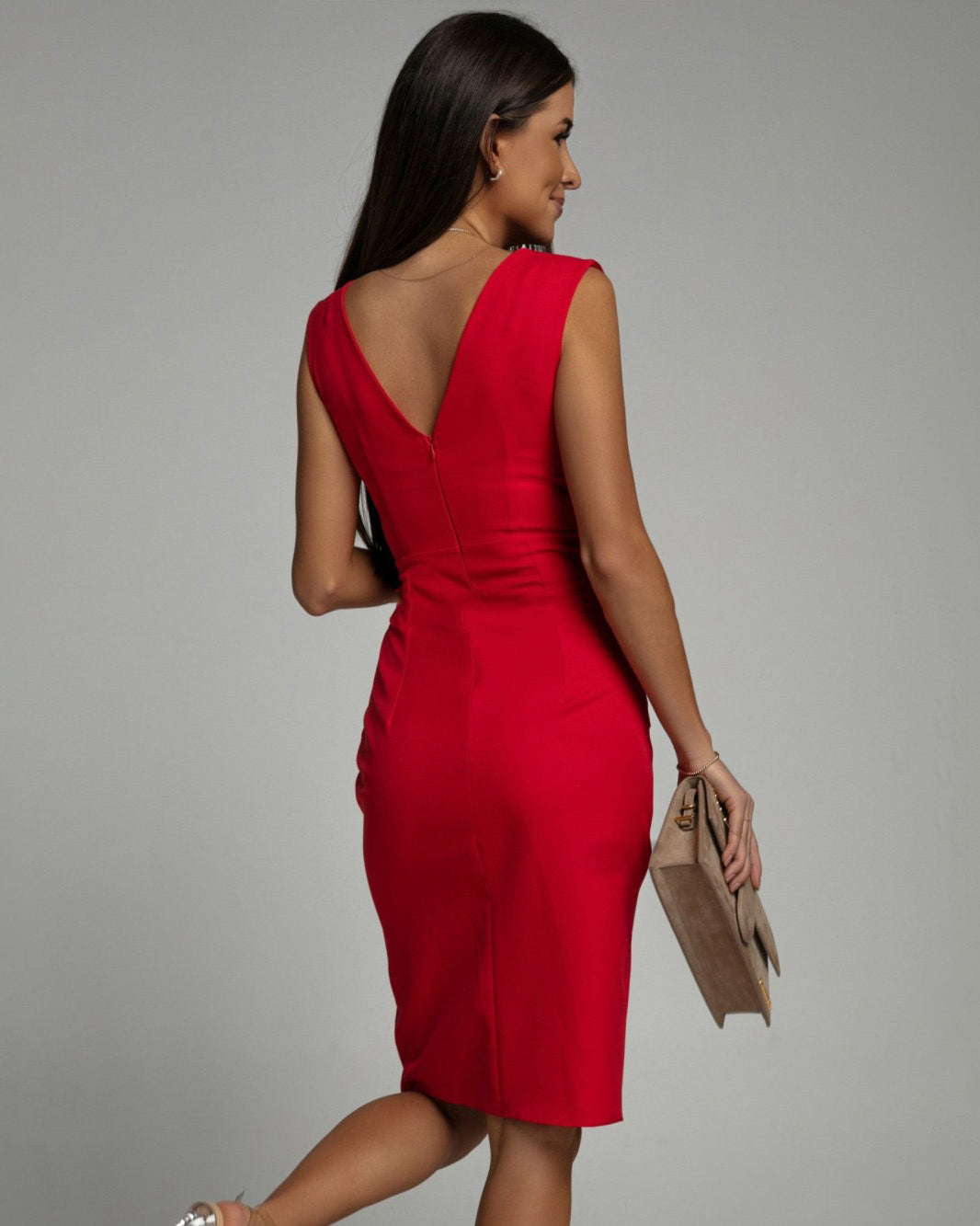 Elise – V Neck Ruched Bodycon Mini Dress