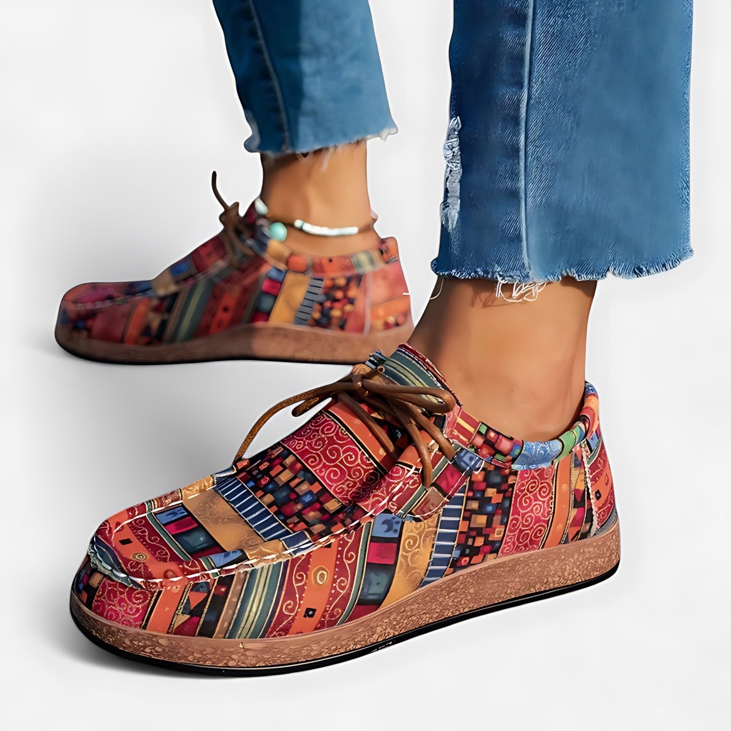 Rose – Aztec Print Moc Toe Lace Up Sneakers