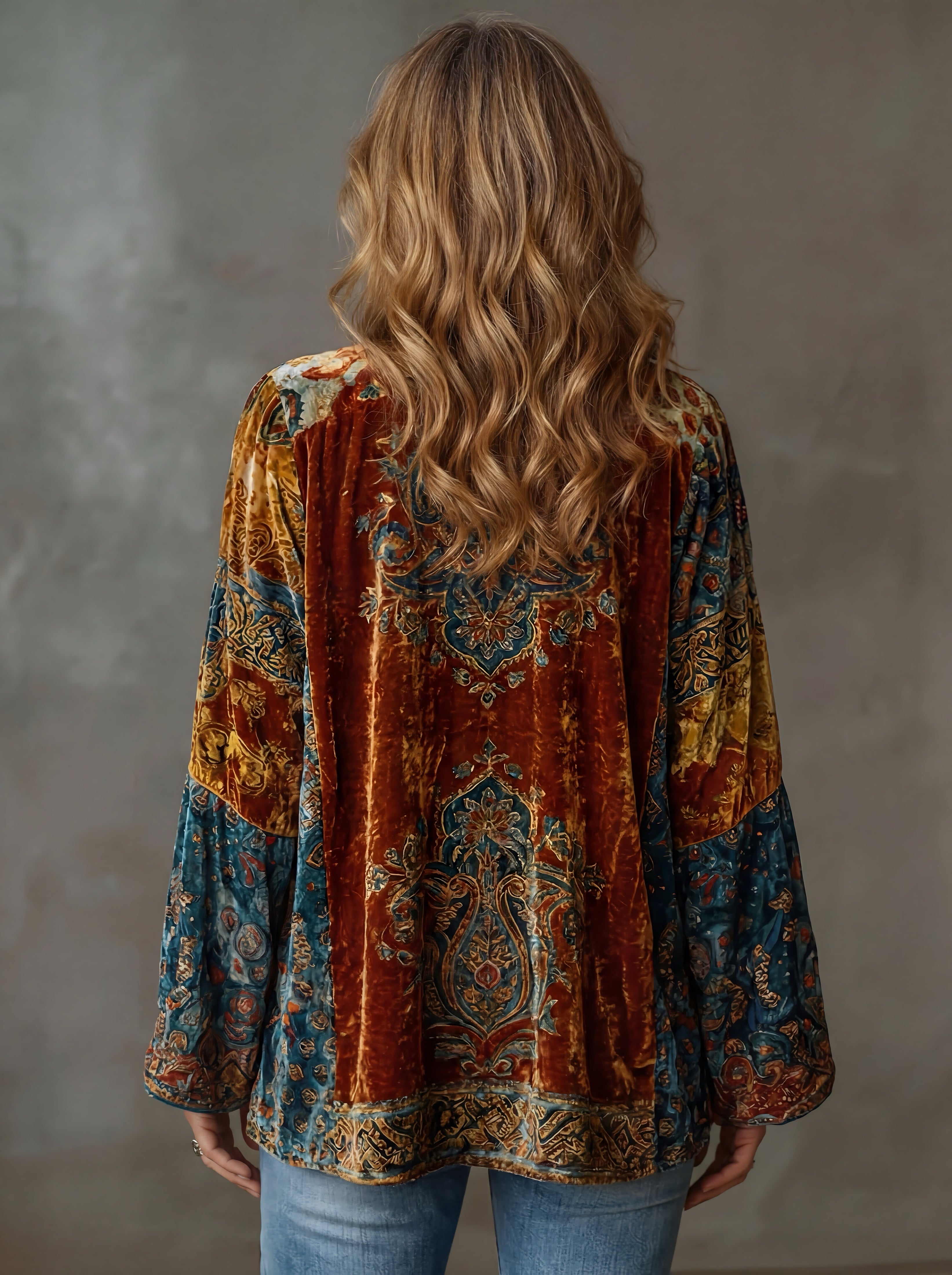 Rose – Boho Print Longline Kimono Jacket