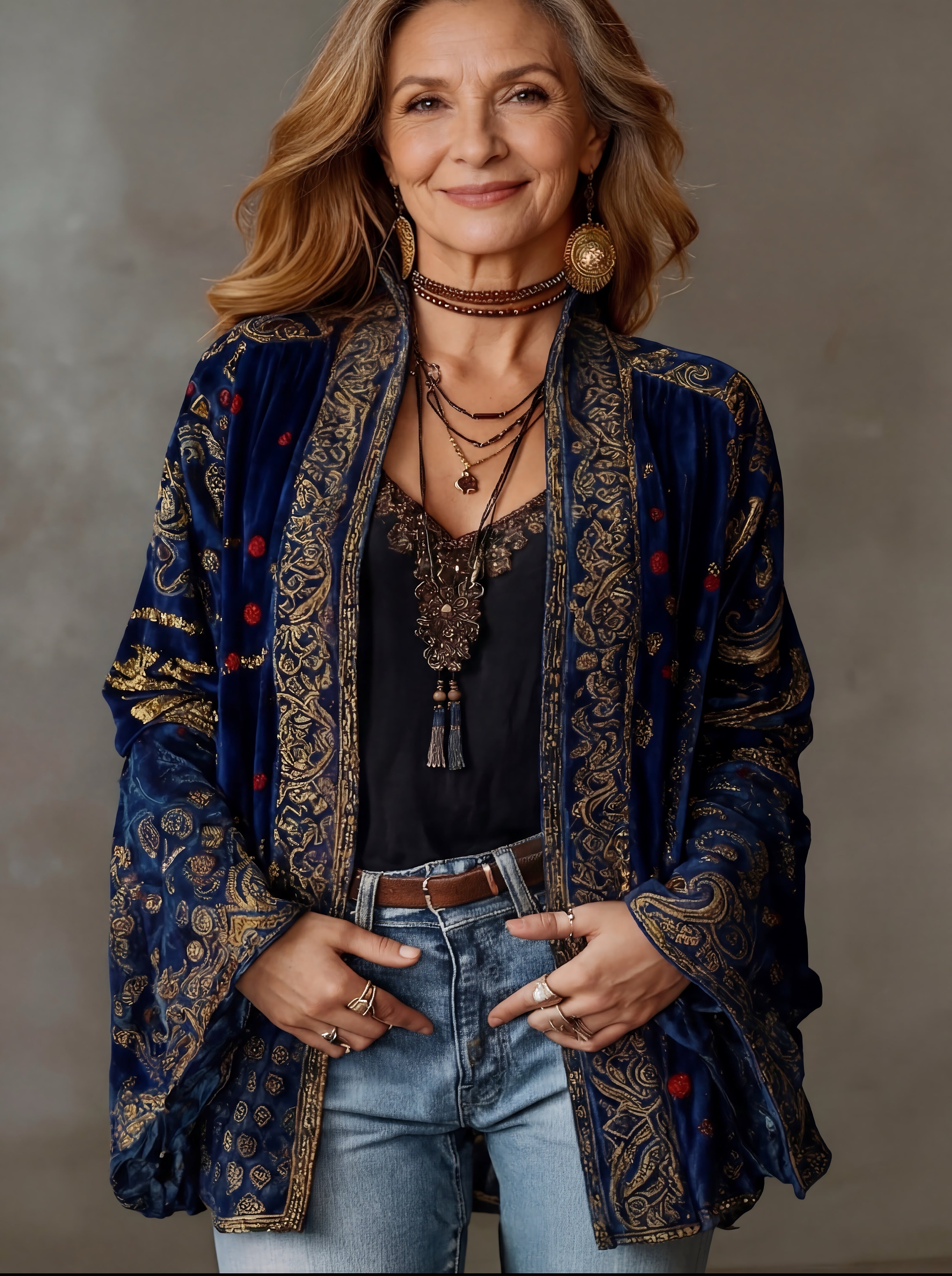 Rose – Boho Print Longline Kimono Jacket