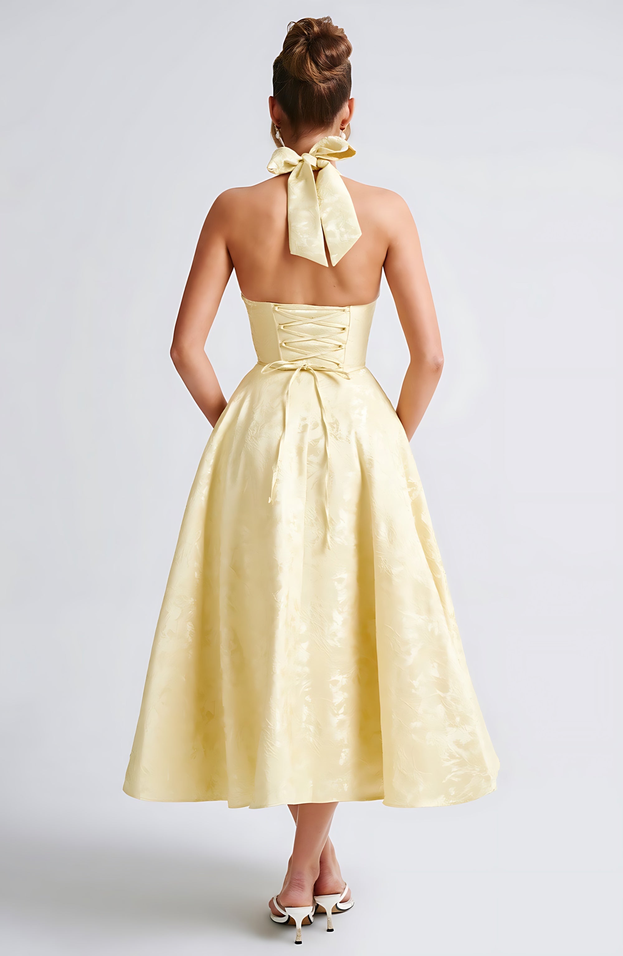 Rose – Halter Fit and Flare Wedding Guest Midi Dress