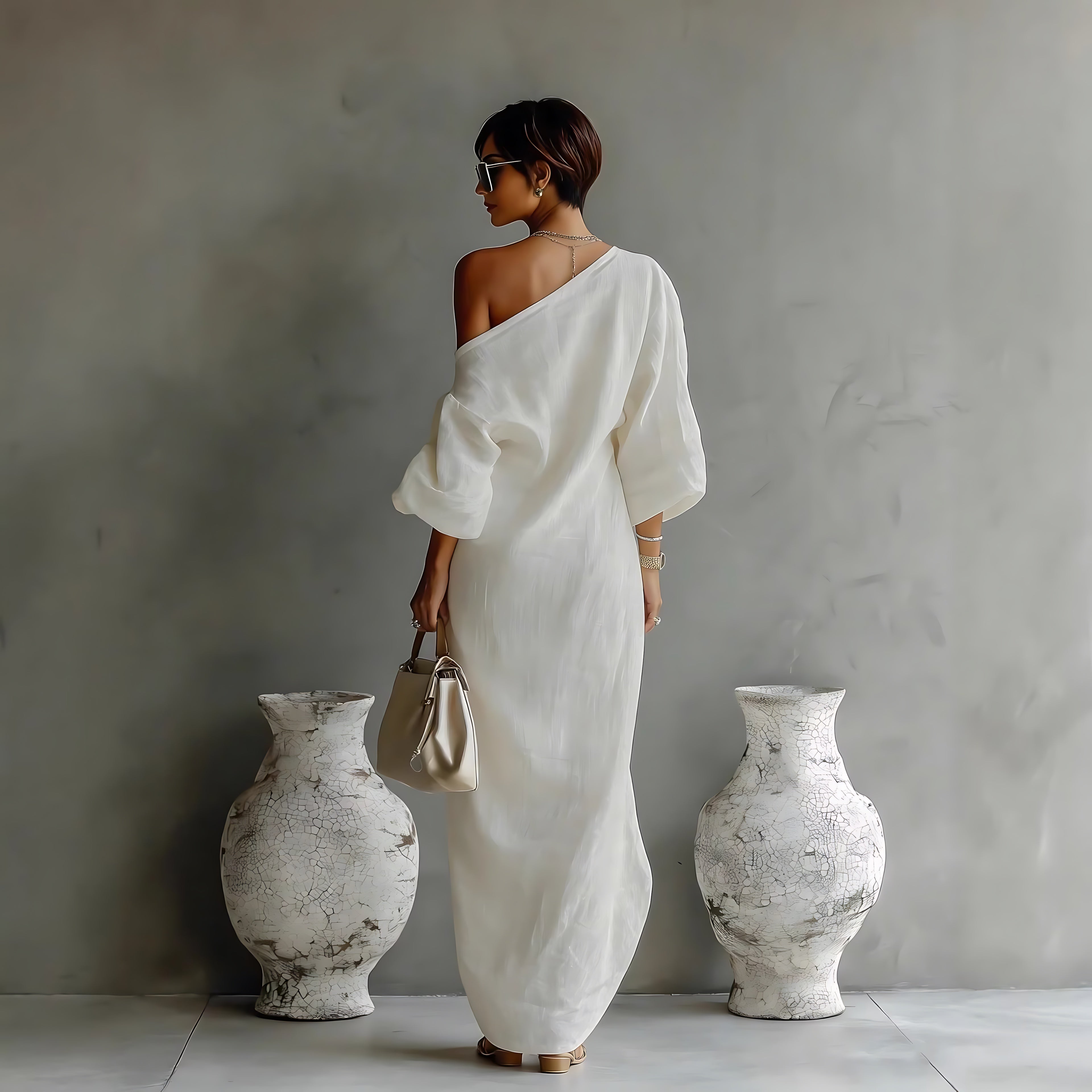 Rose – Off Shoulder Lantern Sleeve Vacation Maxi Dress