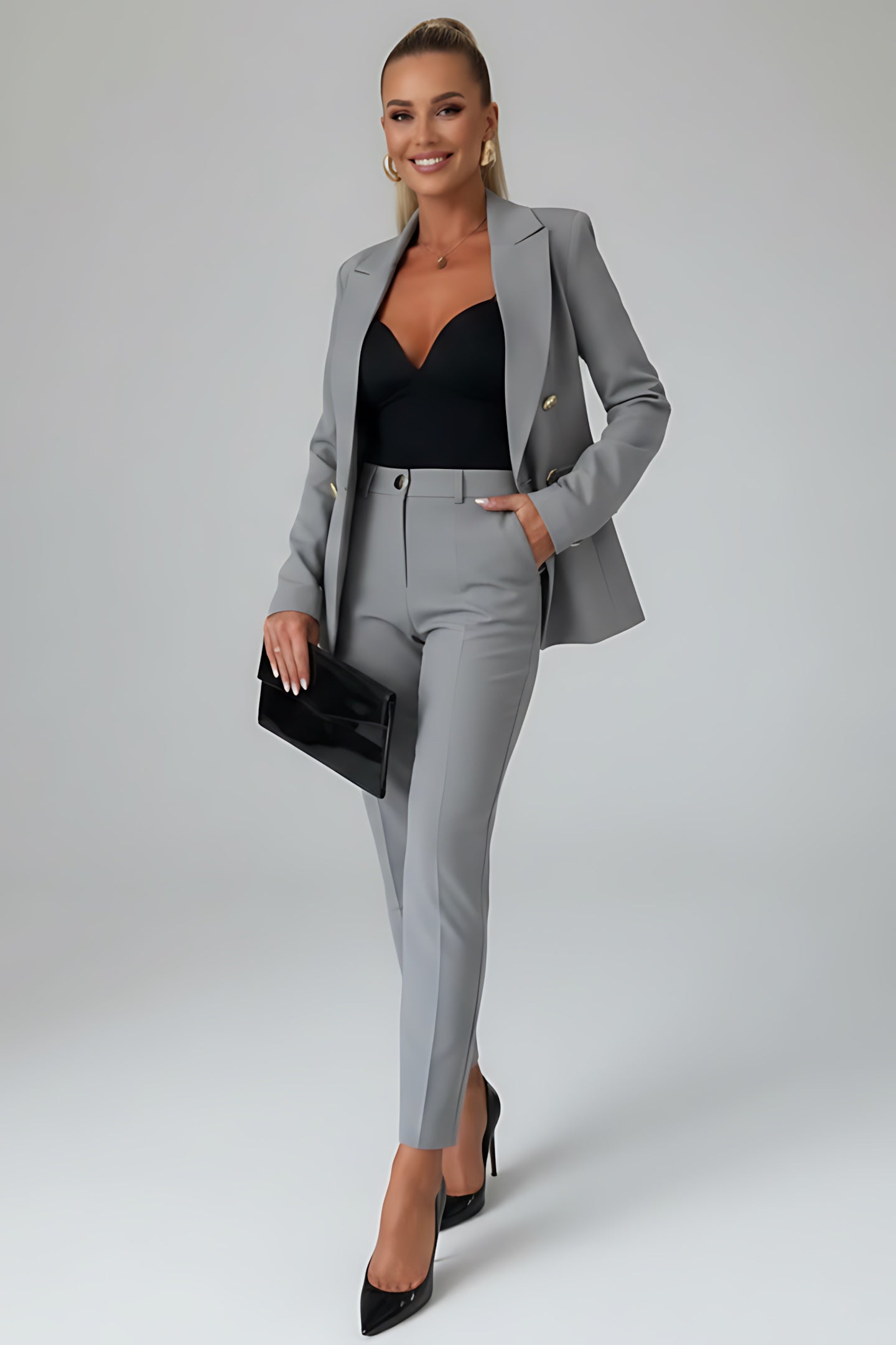 Rose – Tailored Double Breasted Blazer And Slim Pants Set