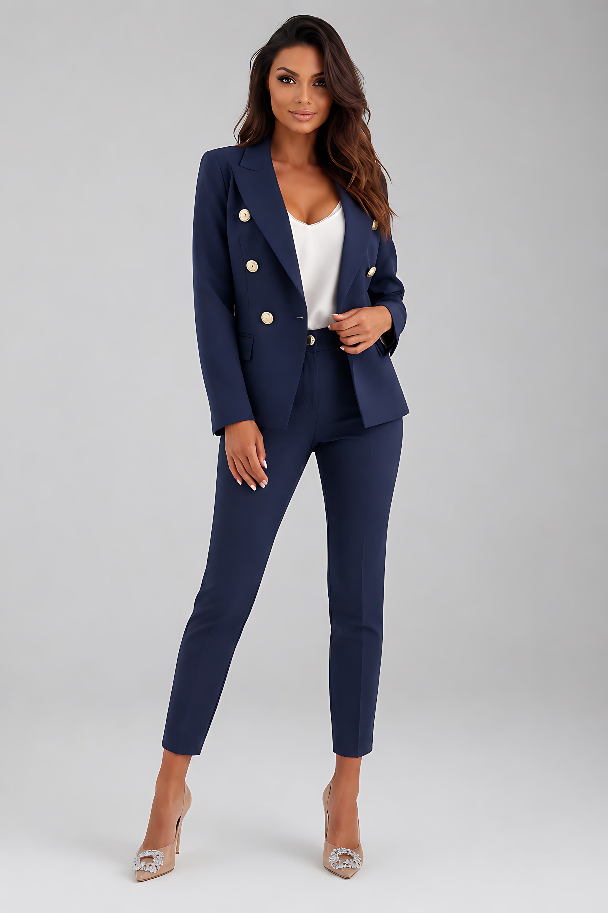 Rose – Tailored Double Breasted Blazer And Slim Pants Set