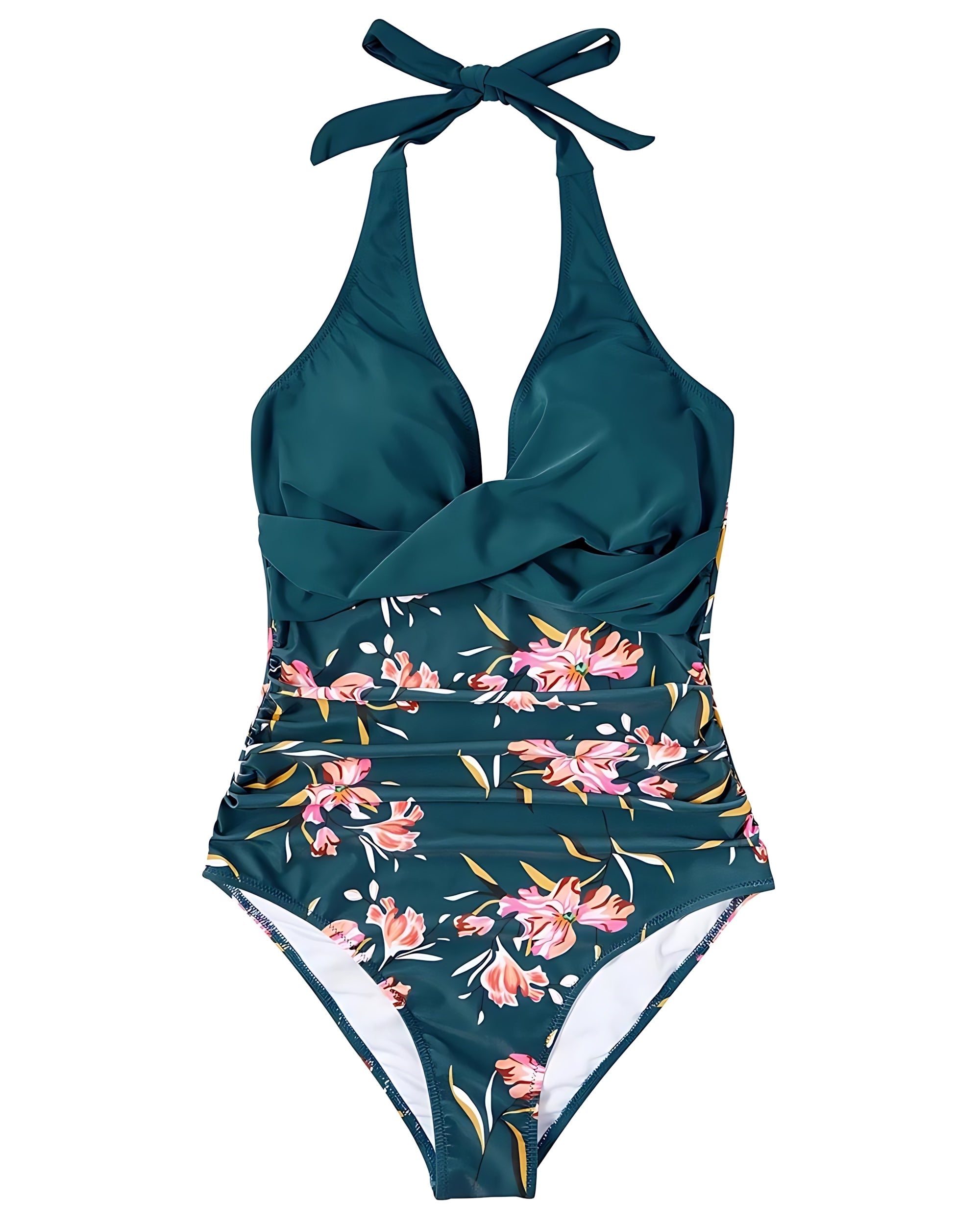 Ruby – Halter Tropical Print One Piece Swimsuit