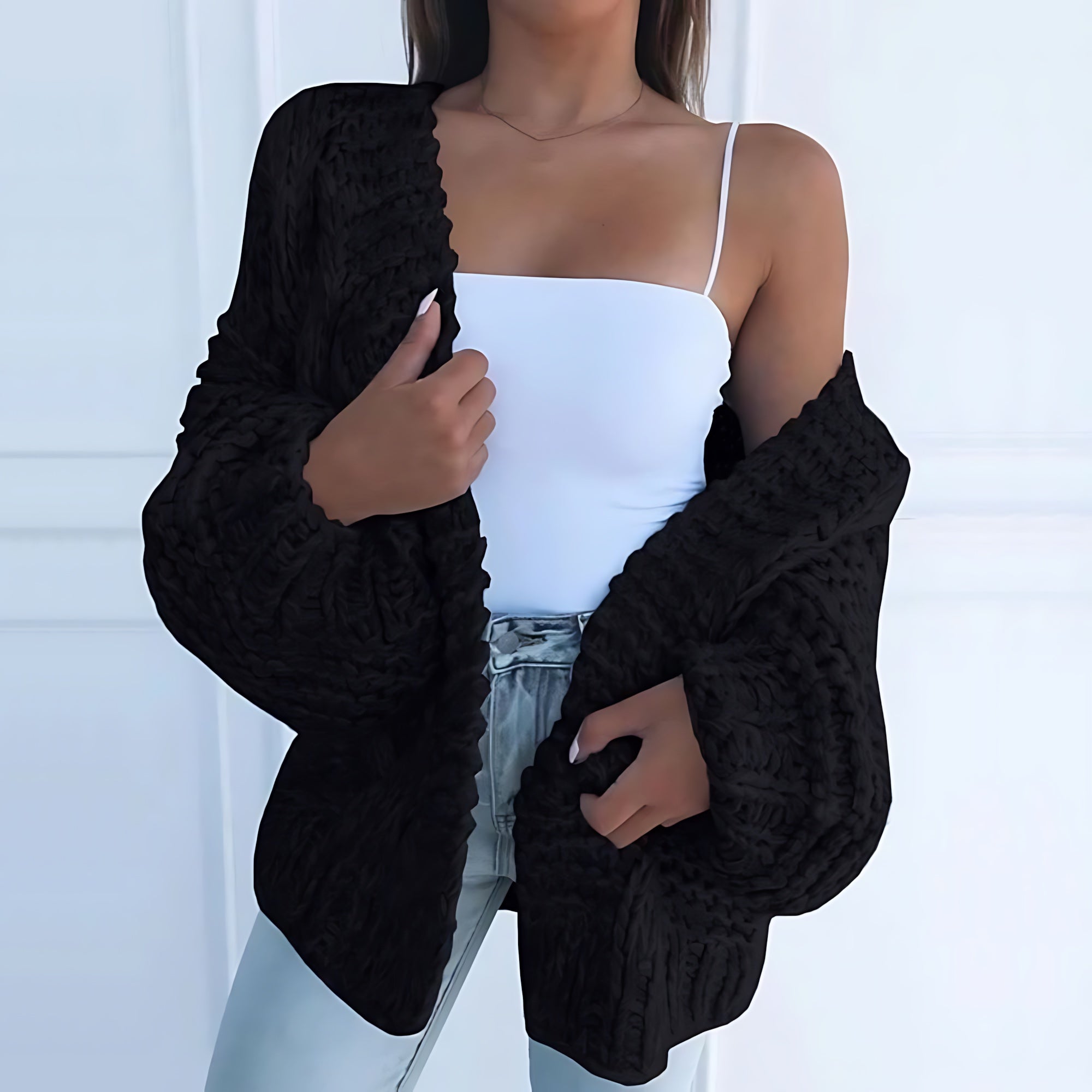 Rylee – Chunky Knit Open Front Cardigan