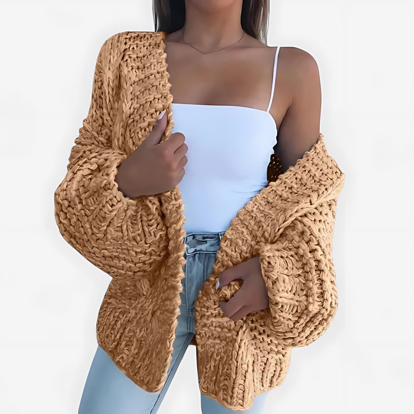Rylee – Chunky Knit Open Front Cardigan