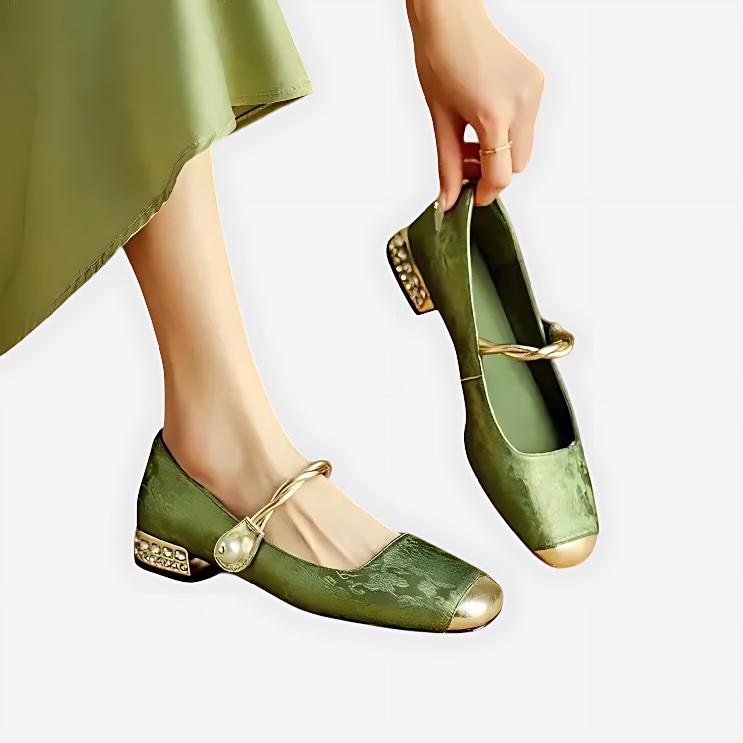 Rylee – Jacquard Cap Toe Low Heel Mary Janes