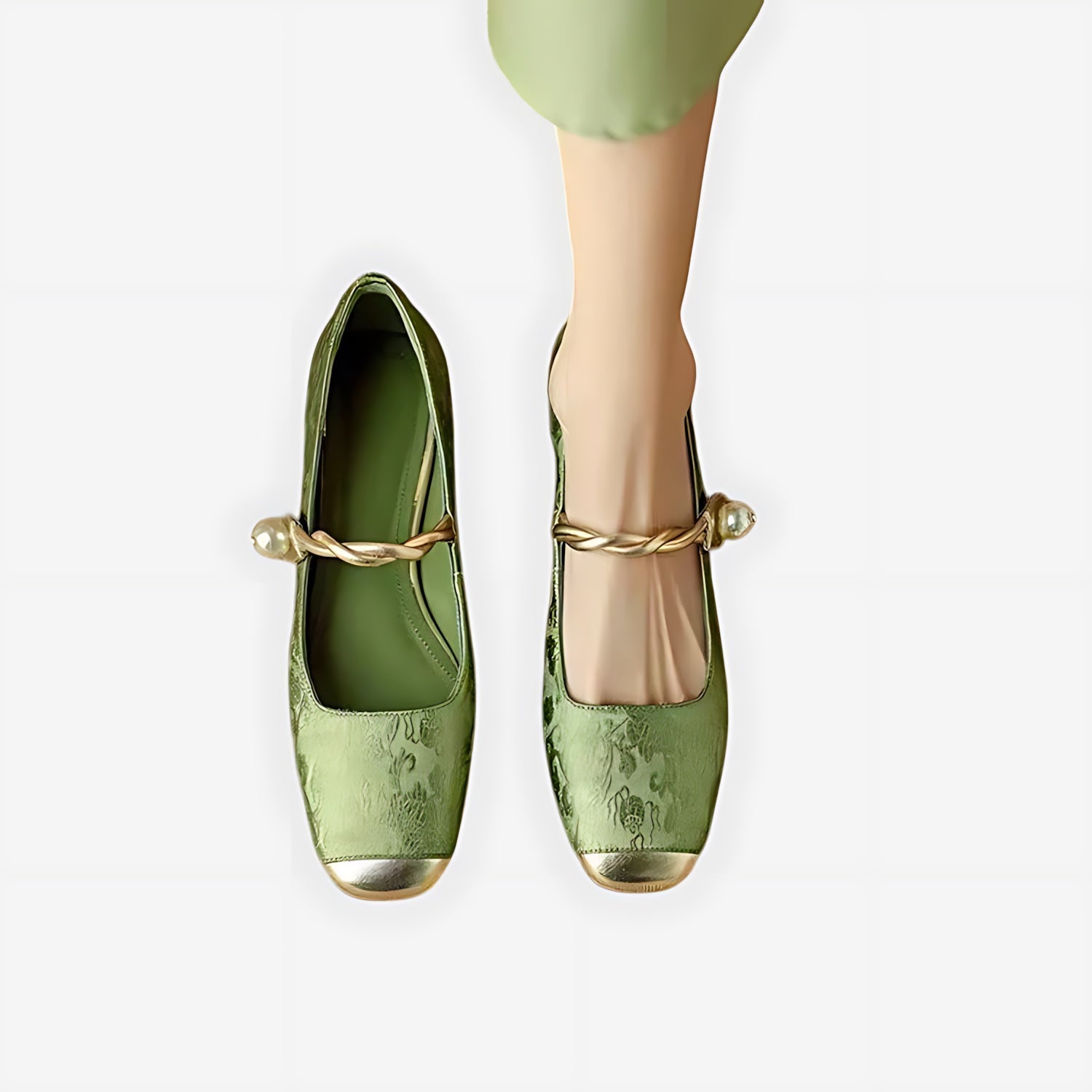 Rylee – Jacquard Cap Toe Low Heel Mary Janes