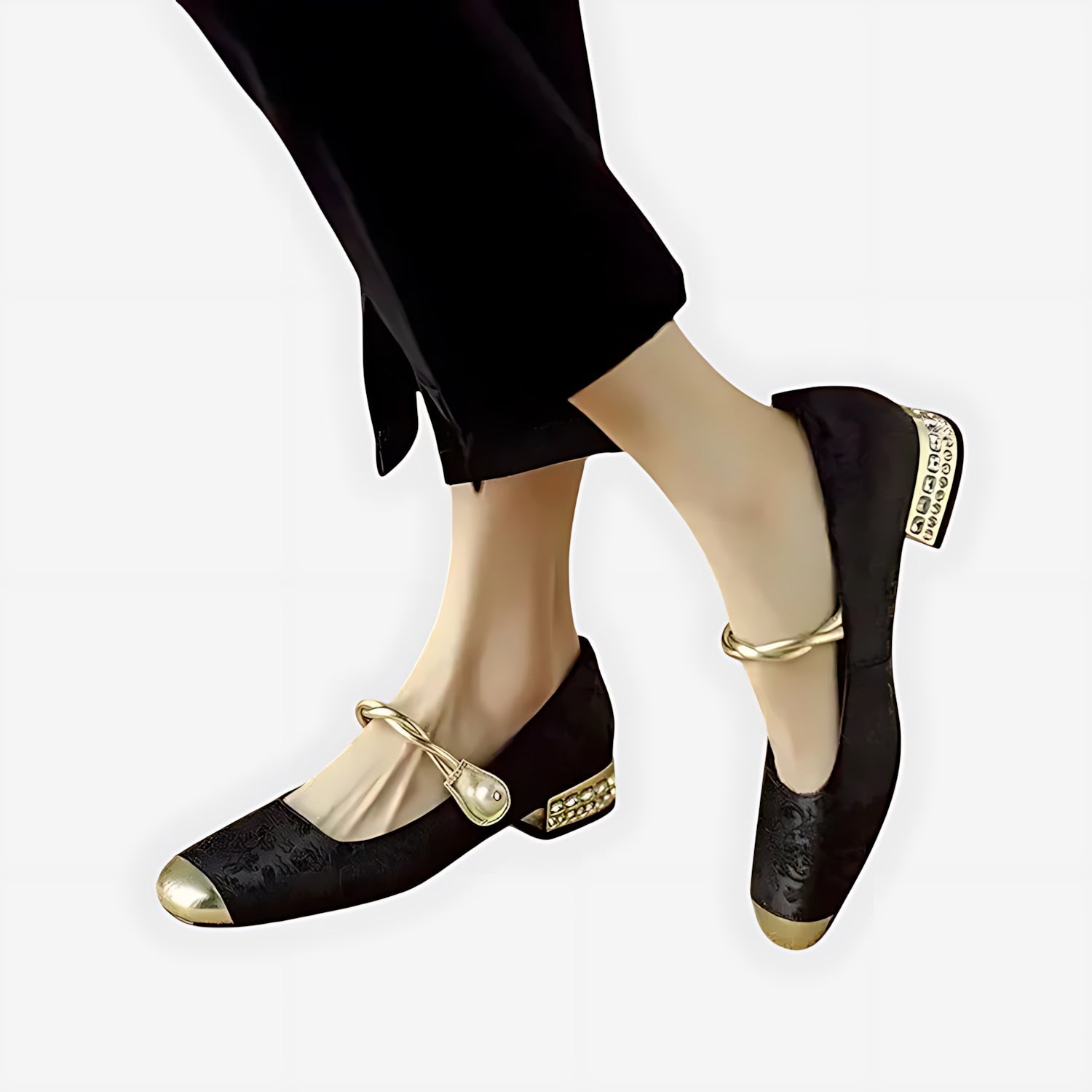Rylee – Jacquard Cap Toe Low Heel Mary Janes