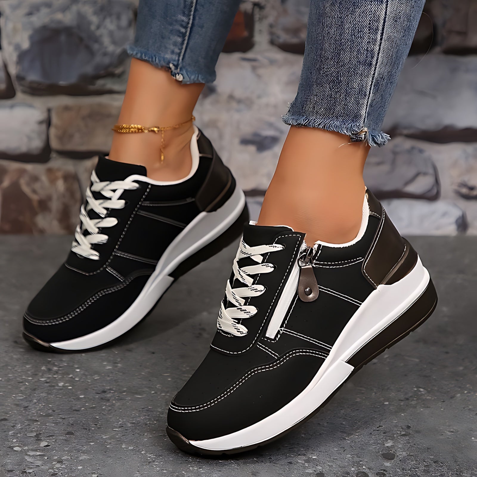 Sabrina – Chunky Sole Lace Up Walking Sneakers