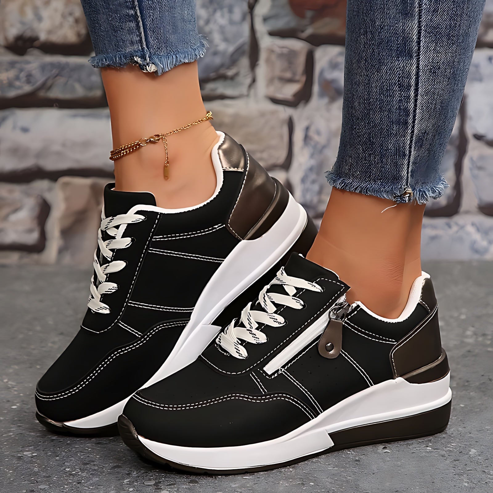 Sabrina – Chunky Sole Lace Up Walking Sneakers
