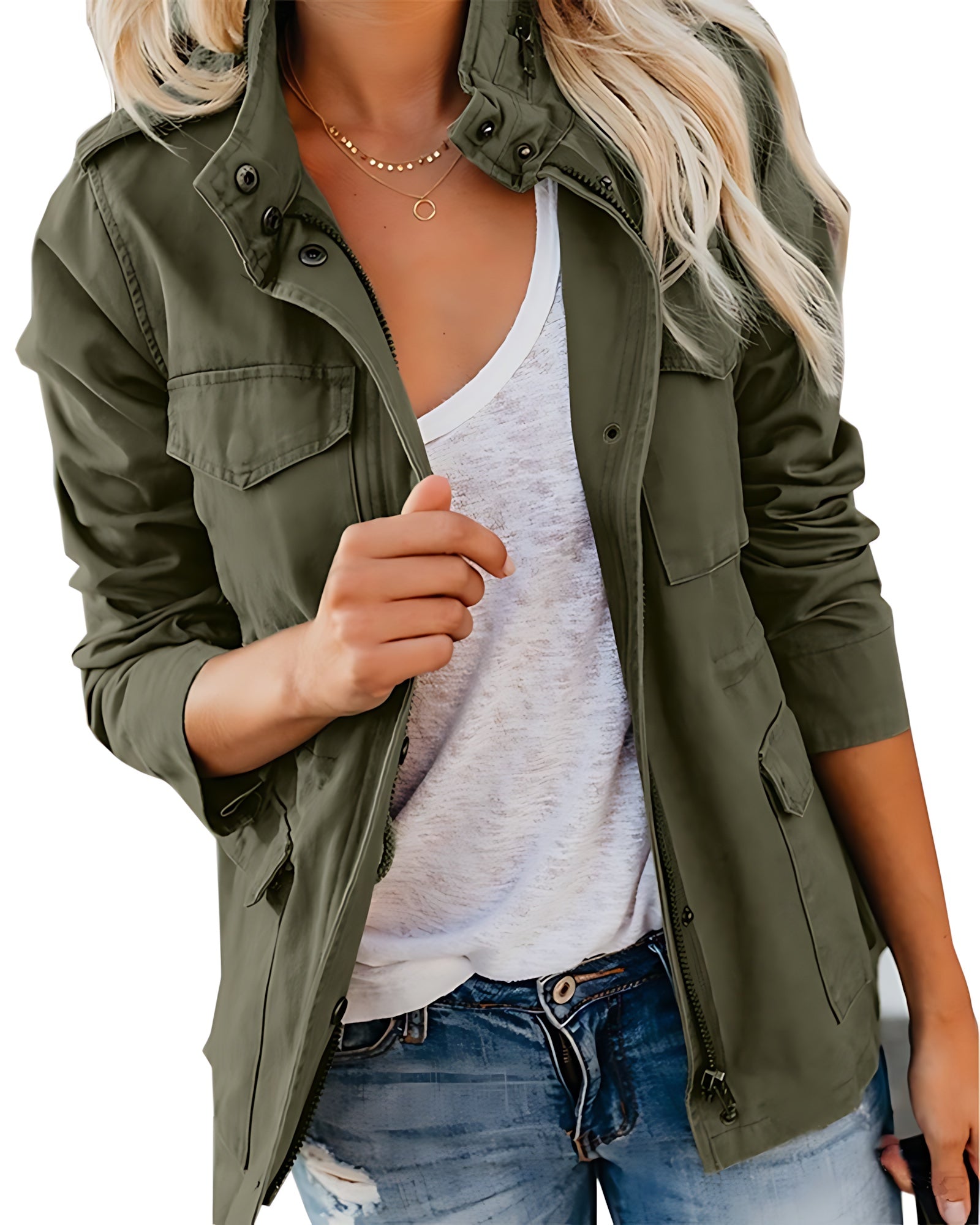 Sabrina – Zip Front Utility Jacket