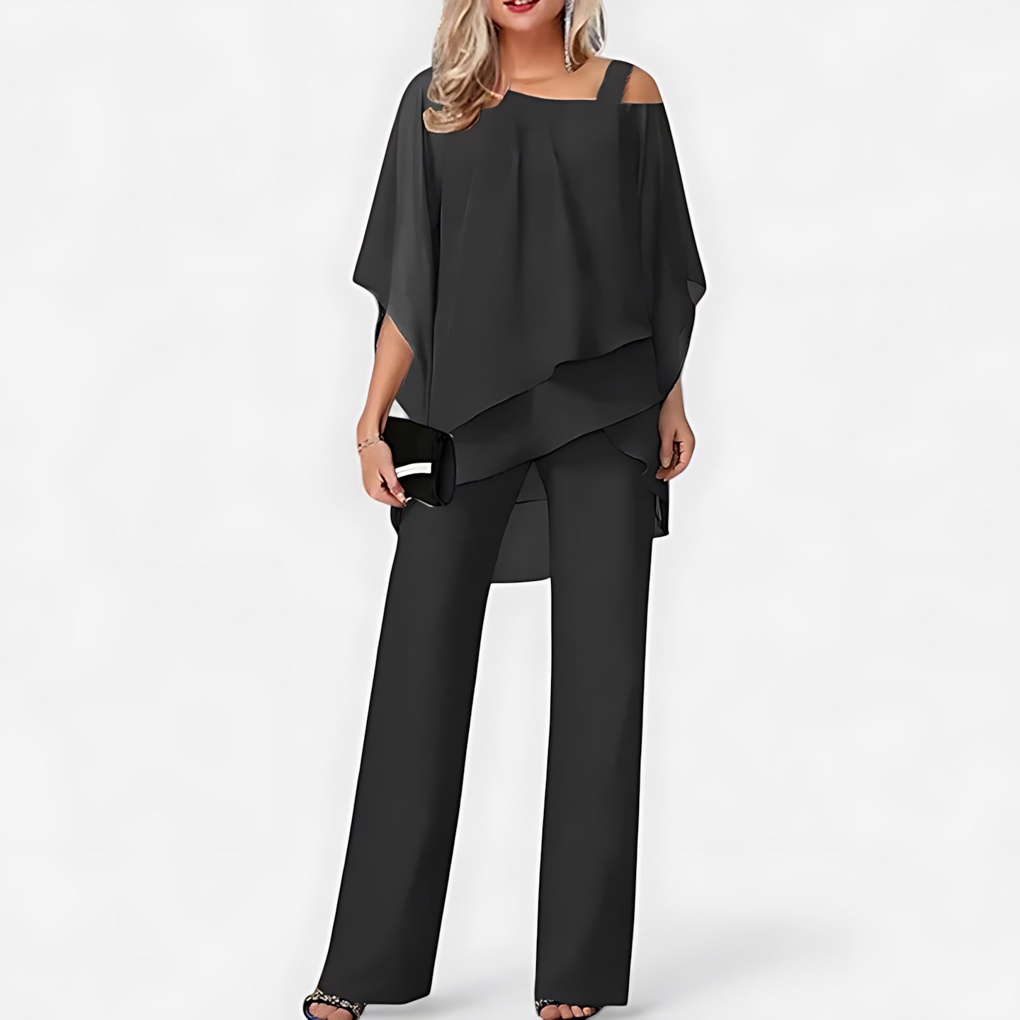 Sadie – Asymmetrical Tiered Top and Wide Leg Pants Set