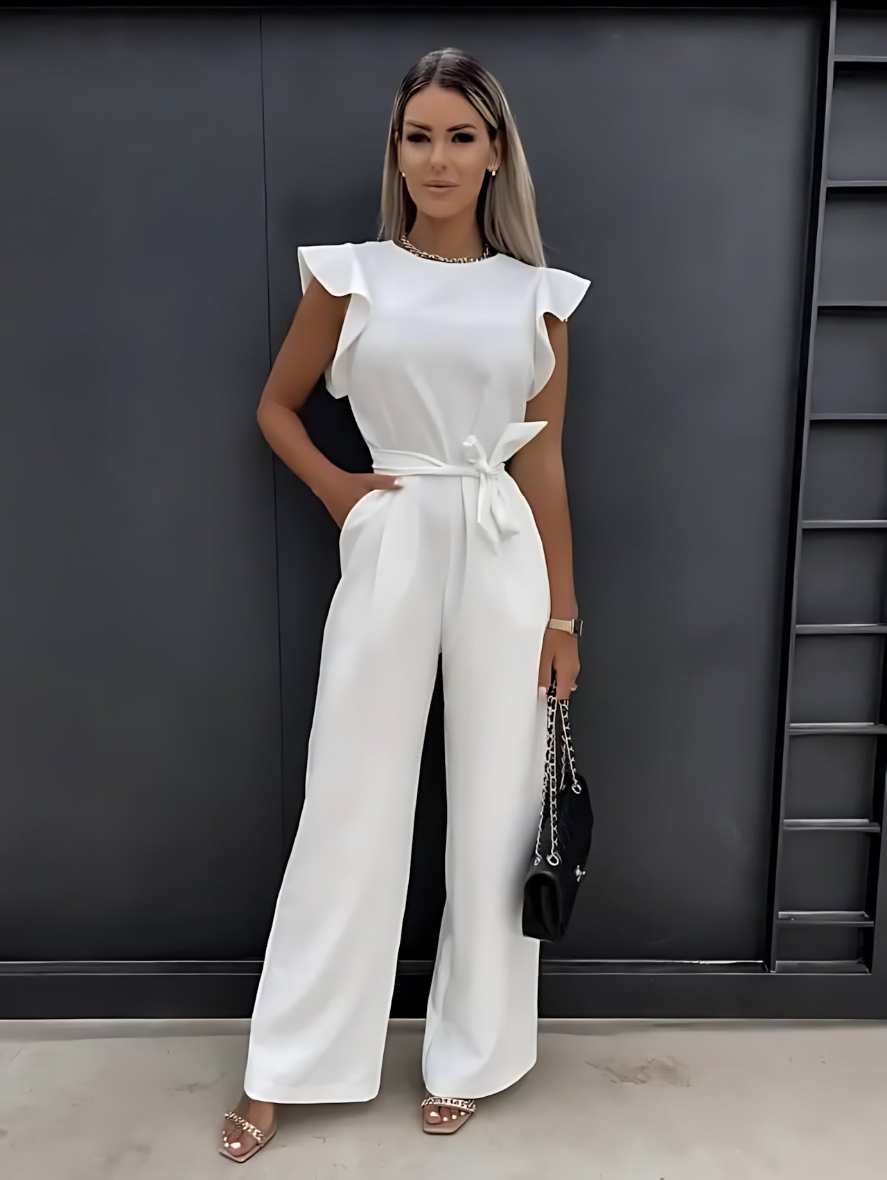 Sadie – Ruffle Sleeve Wide Leg Jumpsuit