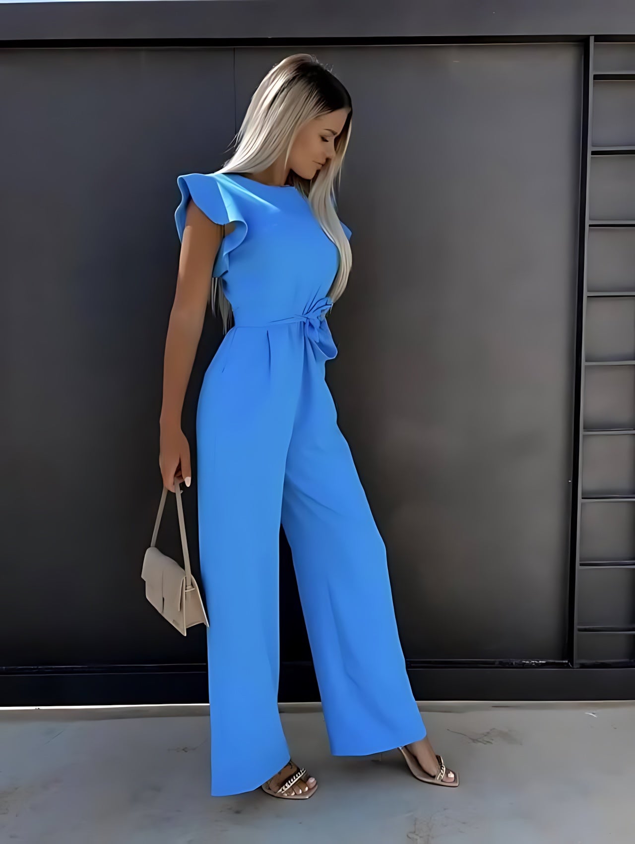 Sadie – Ruffle Sleeve Wide Leg Jumpsuit