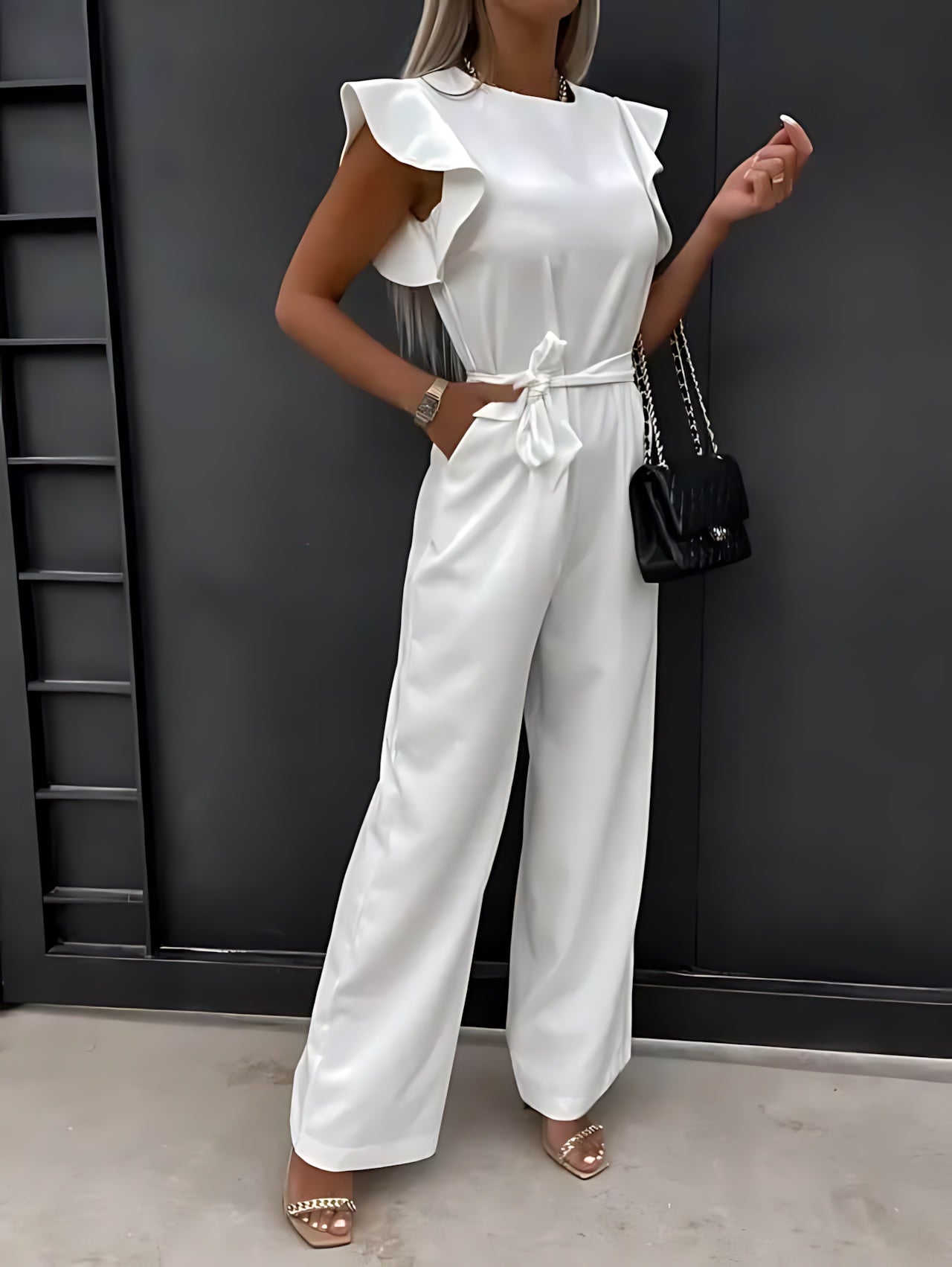 Sadie – Ruffle Sleeve Wide Leg Jumpsuit