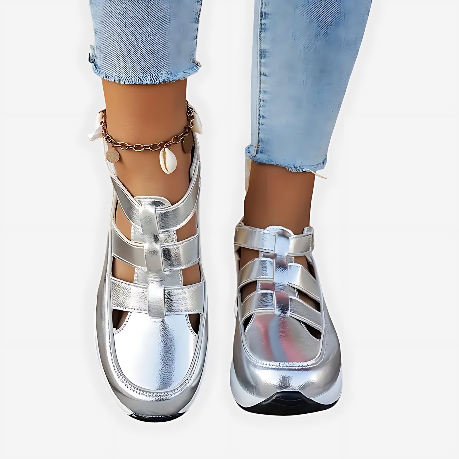 Sarah – Cutout Closed Toe Wedge Sandals
