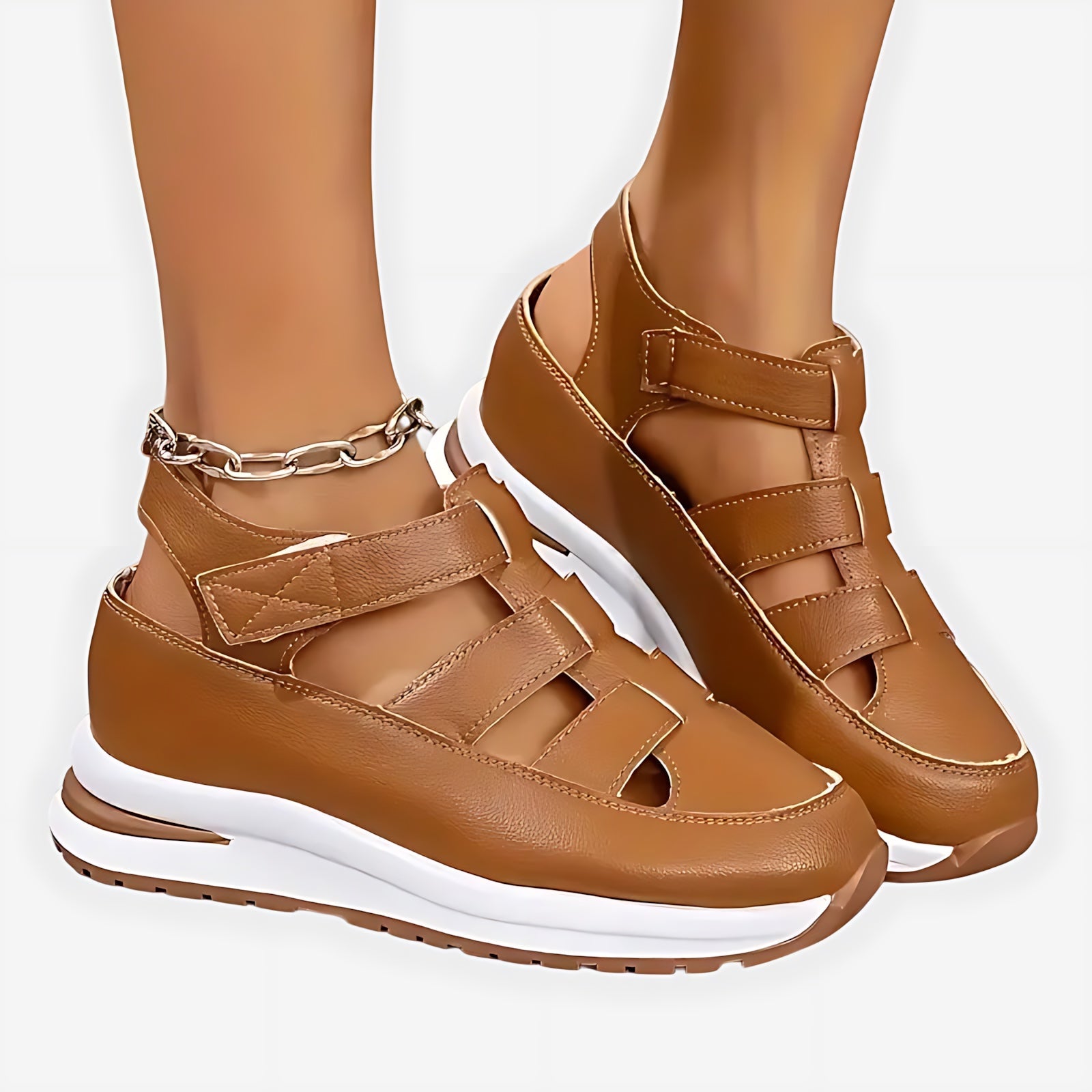 Sarah – Cutout Closed Toe Wedge Sandals