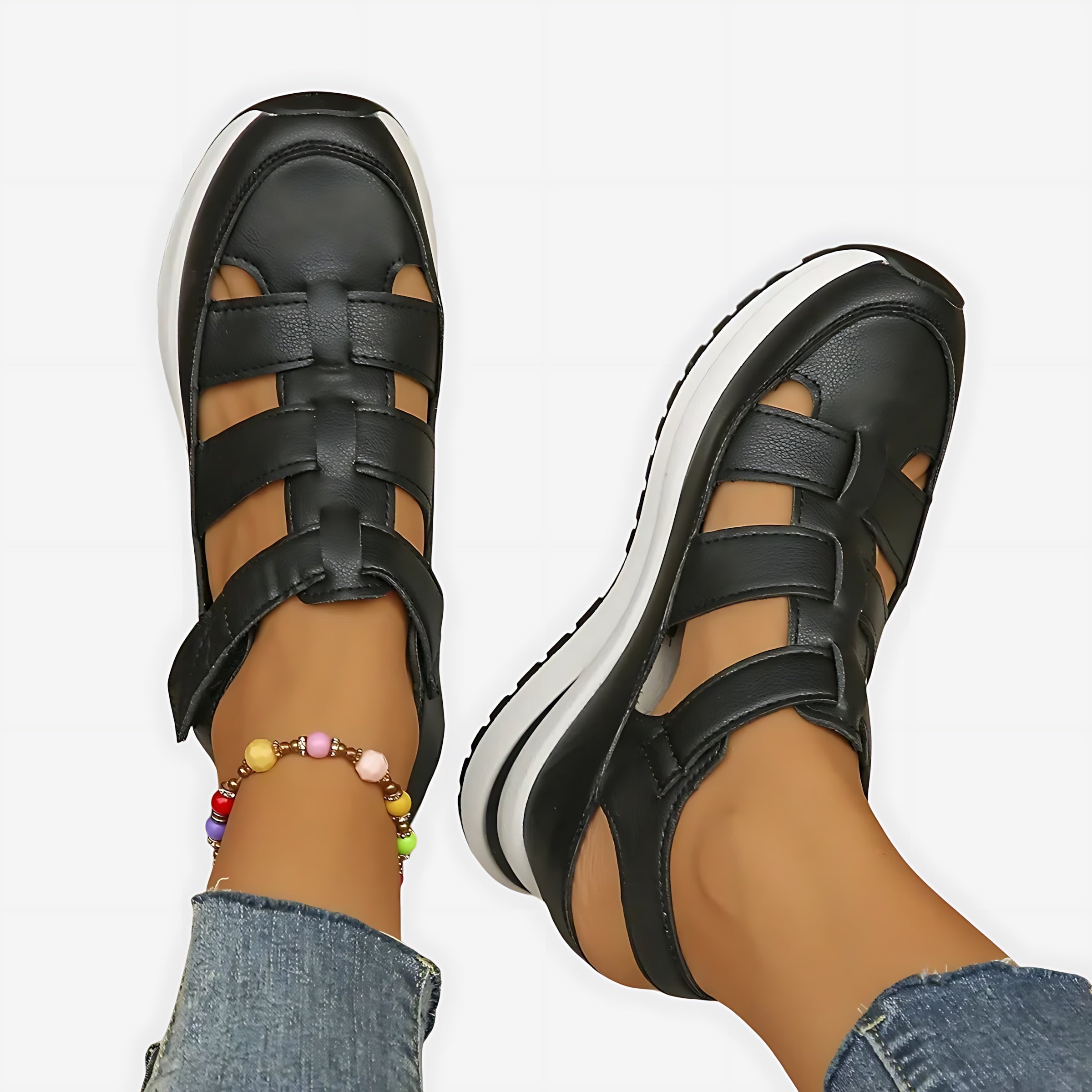 Sarah – Cutout Closed Toe Wedge Sandals