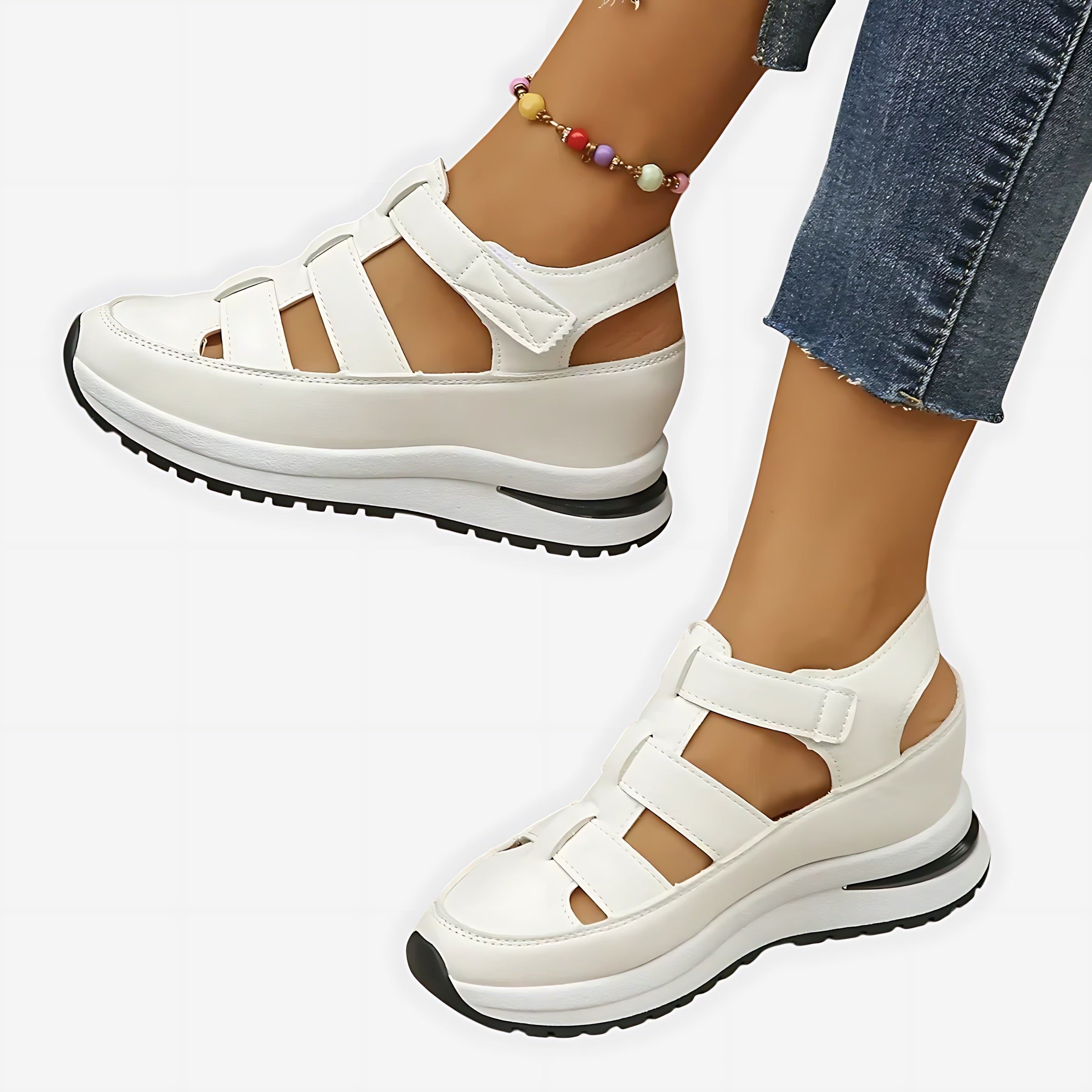 Sarah – Cutout Closed Toe Wedge Sandals