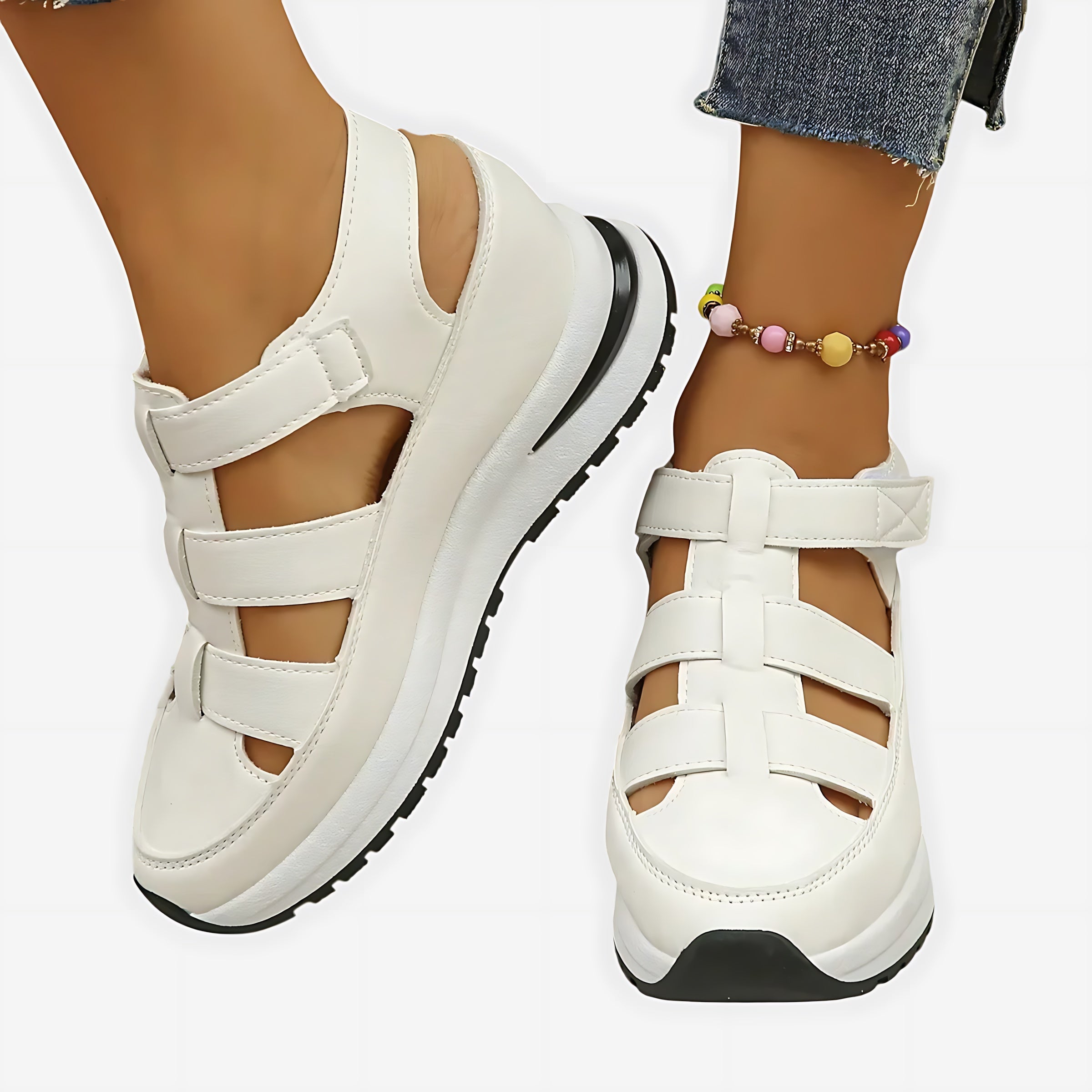 Sarah – Cutout Closed Toe Wedge Sandals