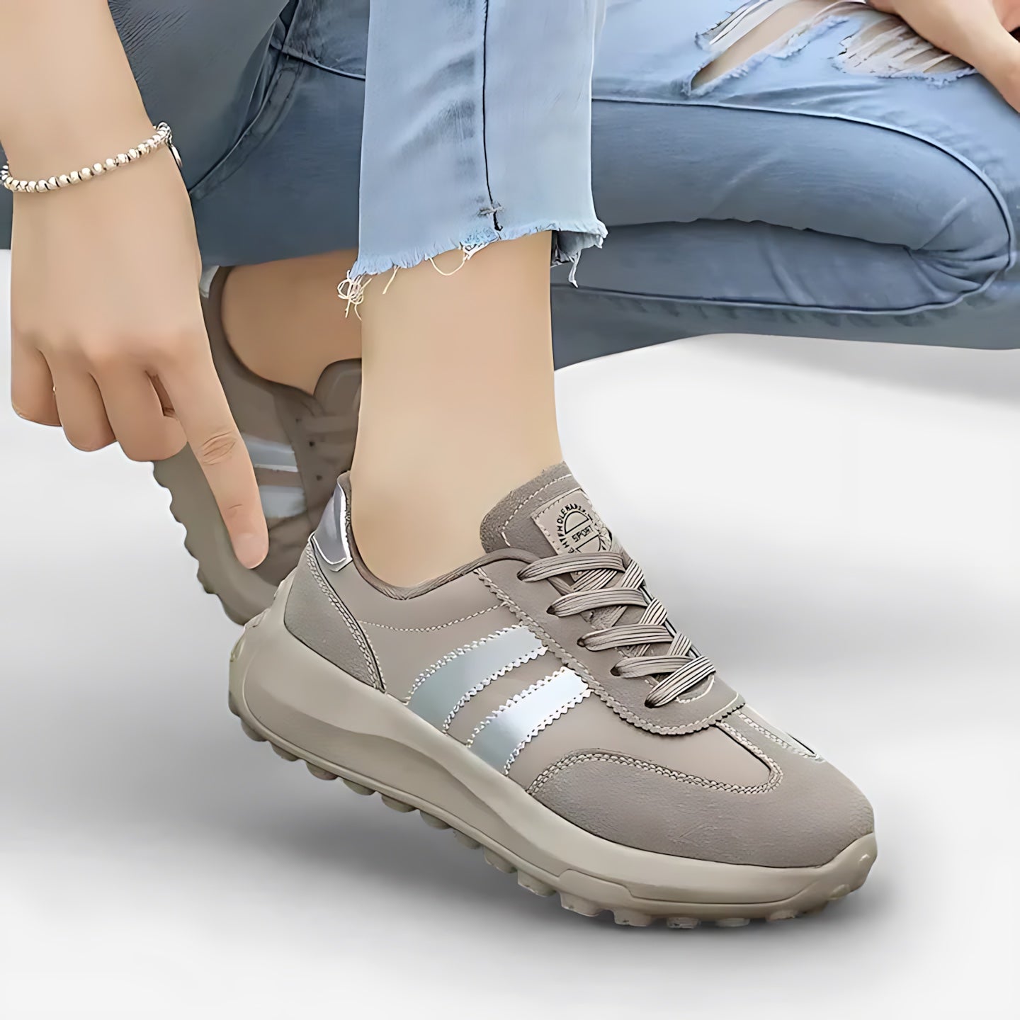 Sarah – Lace Up Wedge Platform Walking Sneakers