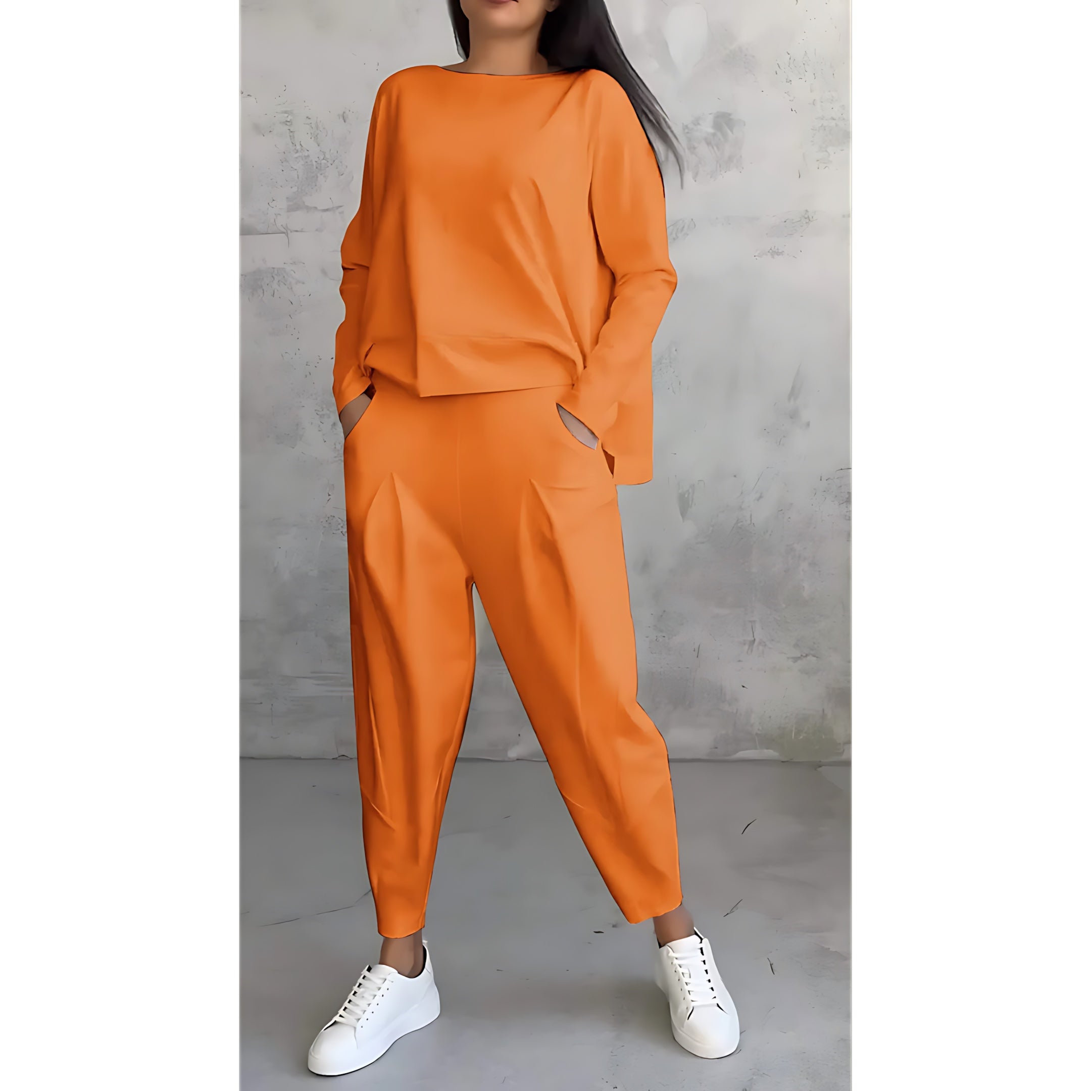 Sarah – Long Sleeve Top and Tapered Pants Lounge Set