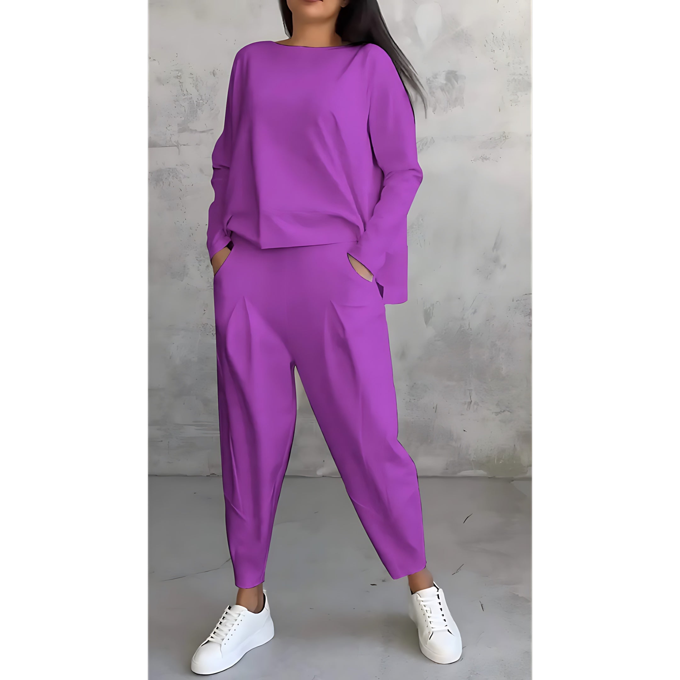 Sarah – Long Sleeve Top and Tapered Pants Lounge Set