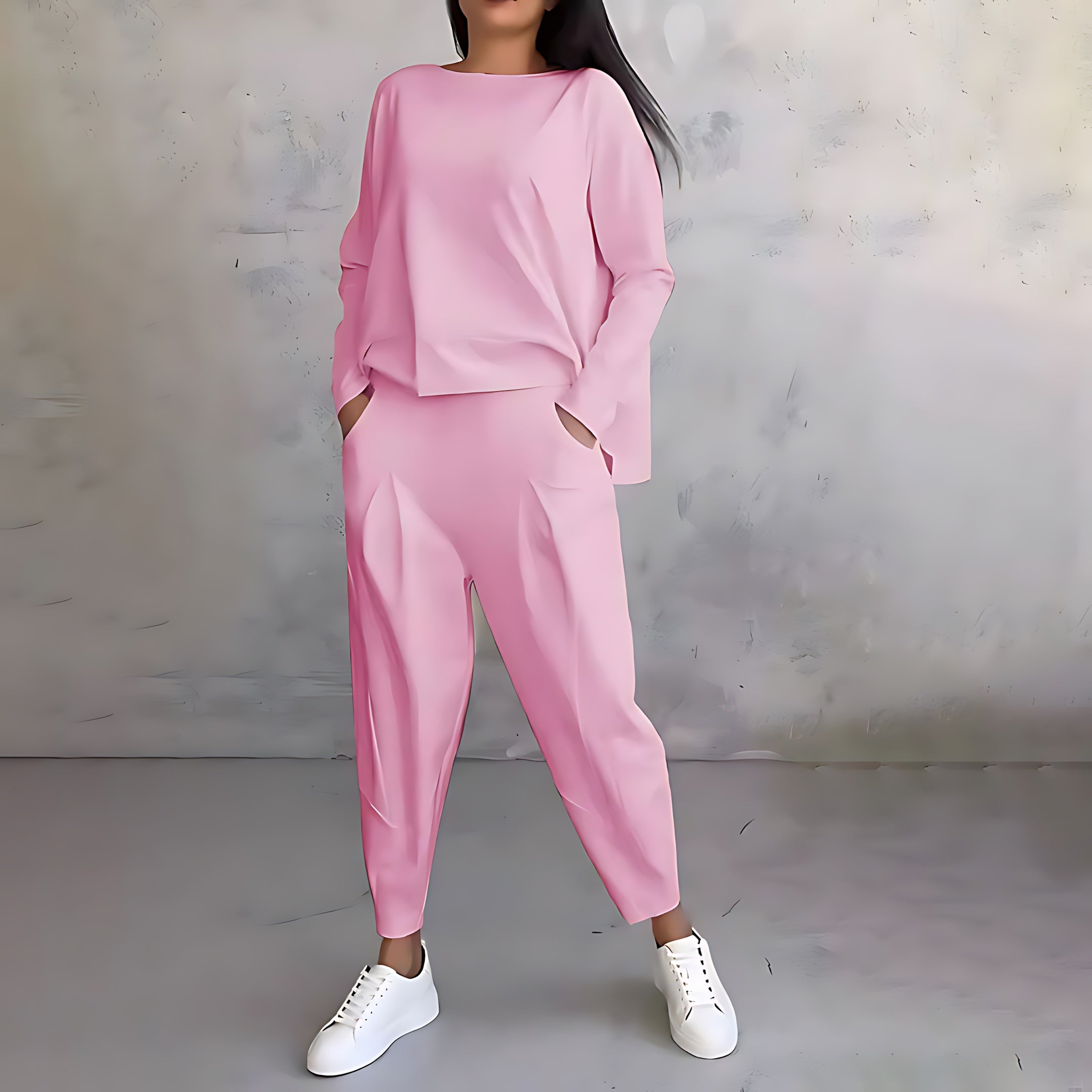 Sarah – Long Sleeve Top and Tapered Pants Lounge Set