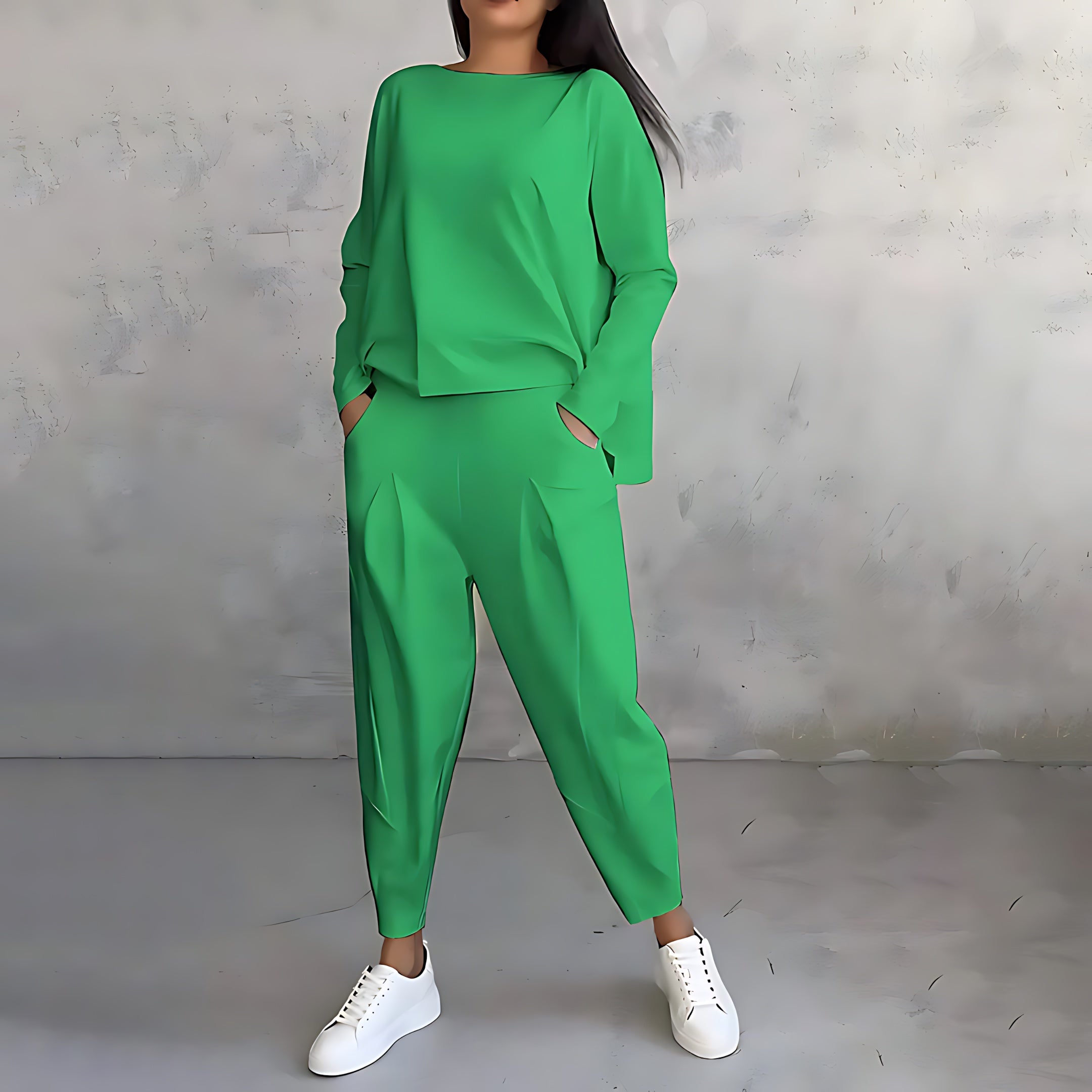 Sarah – Long Sleeve Top and Tapered Pants Lounge Set