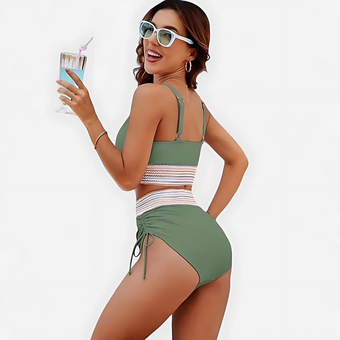Savannah – Mesh V Neck High Waist Bikini Set