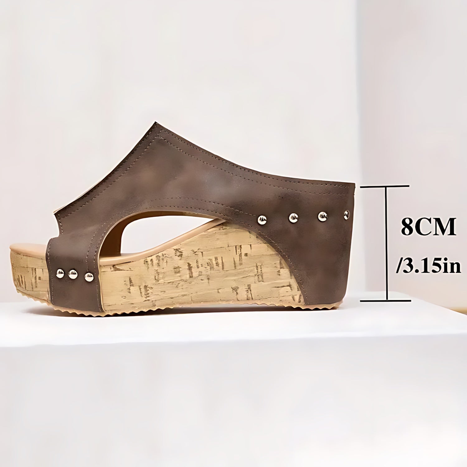 Savannah – Studded Cork Platform Wedge Sandals