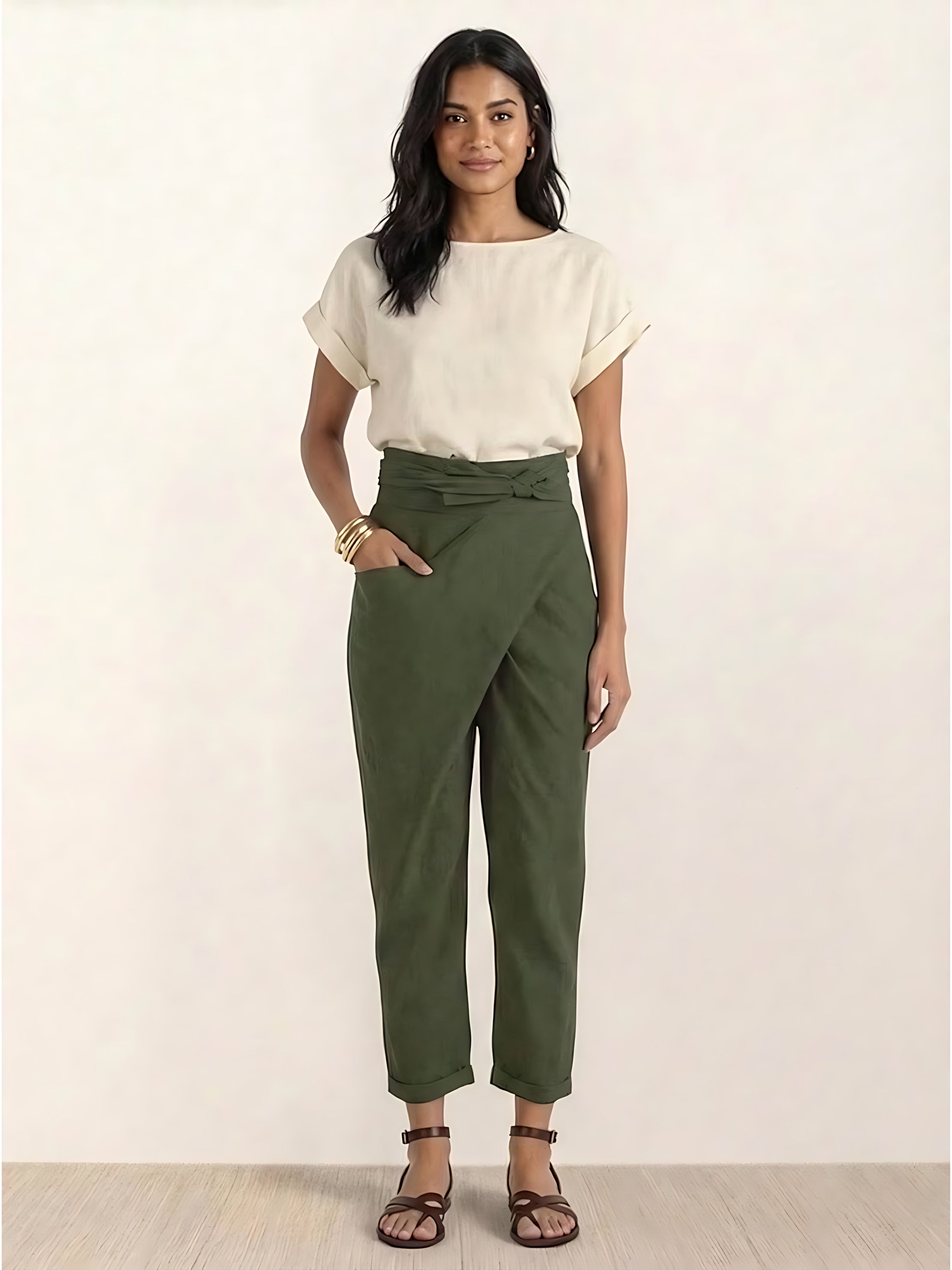 Savannah – Wrap Front Cropped Tapered Pants