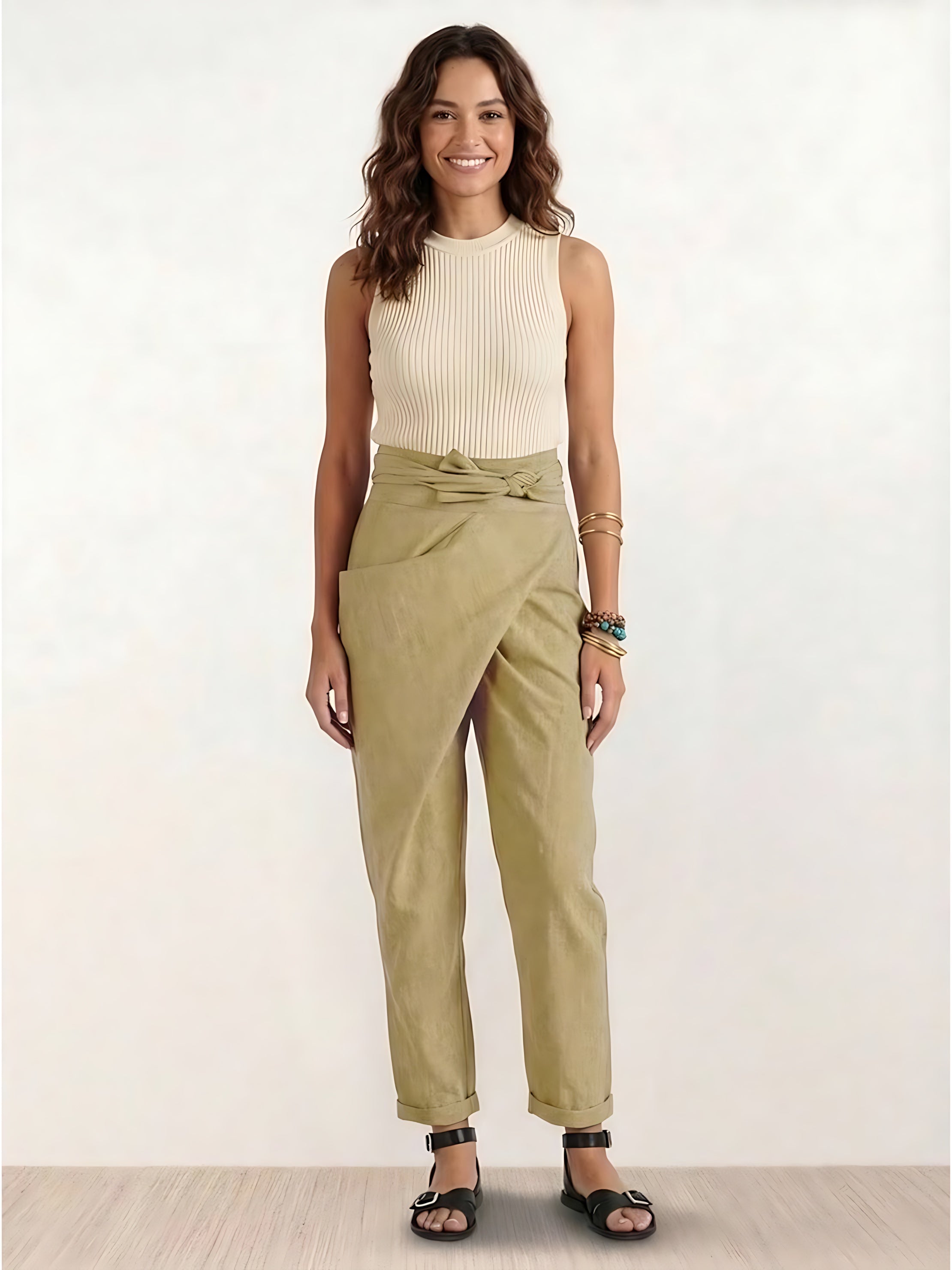 Savannah – Wrap Front Cropped Tapered Pants
