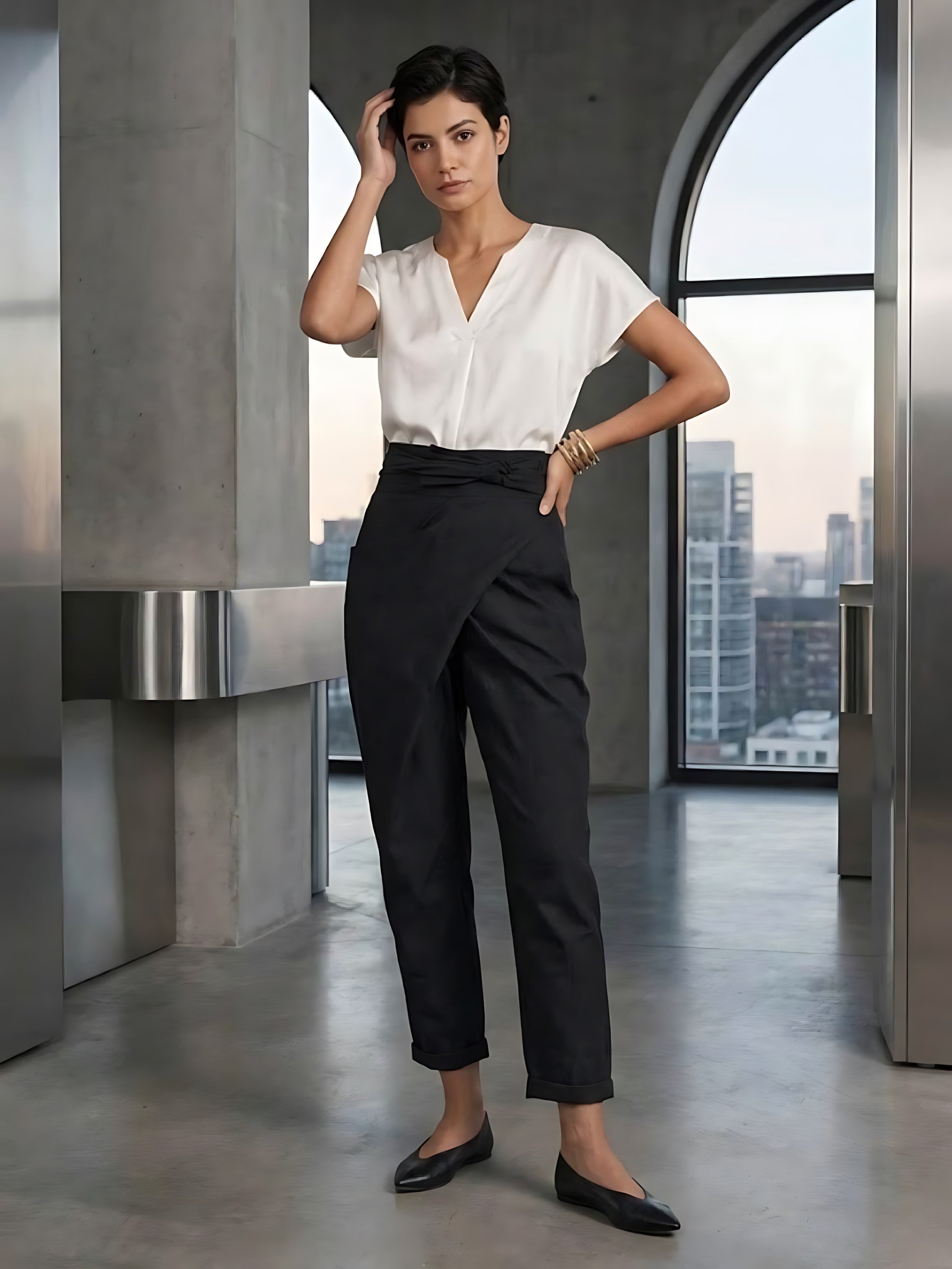 Savannah – Wrap Front Cropped Tapered Pants