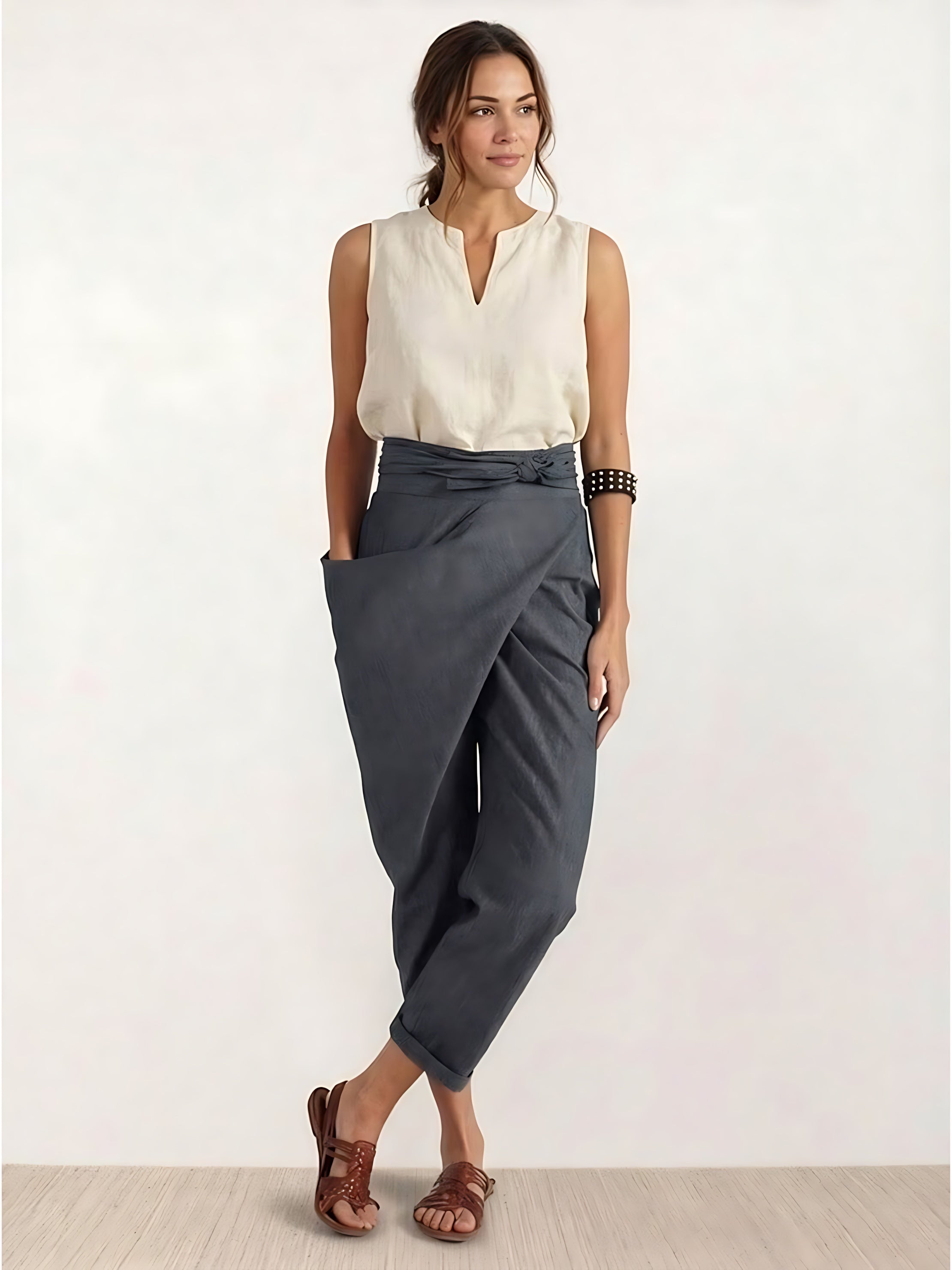 Savannah – Wrap Front Cropped Tapered Pants