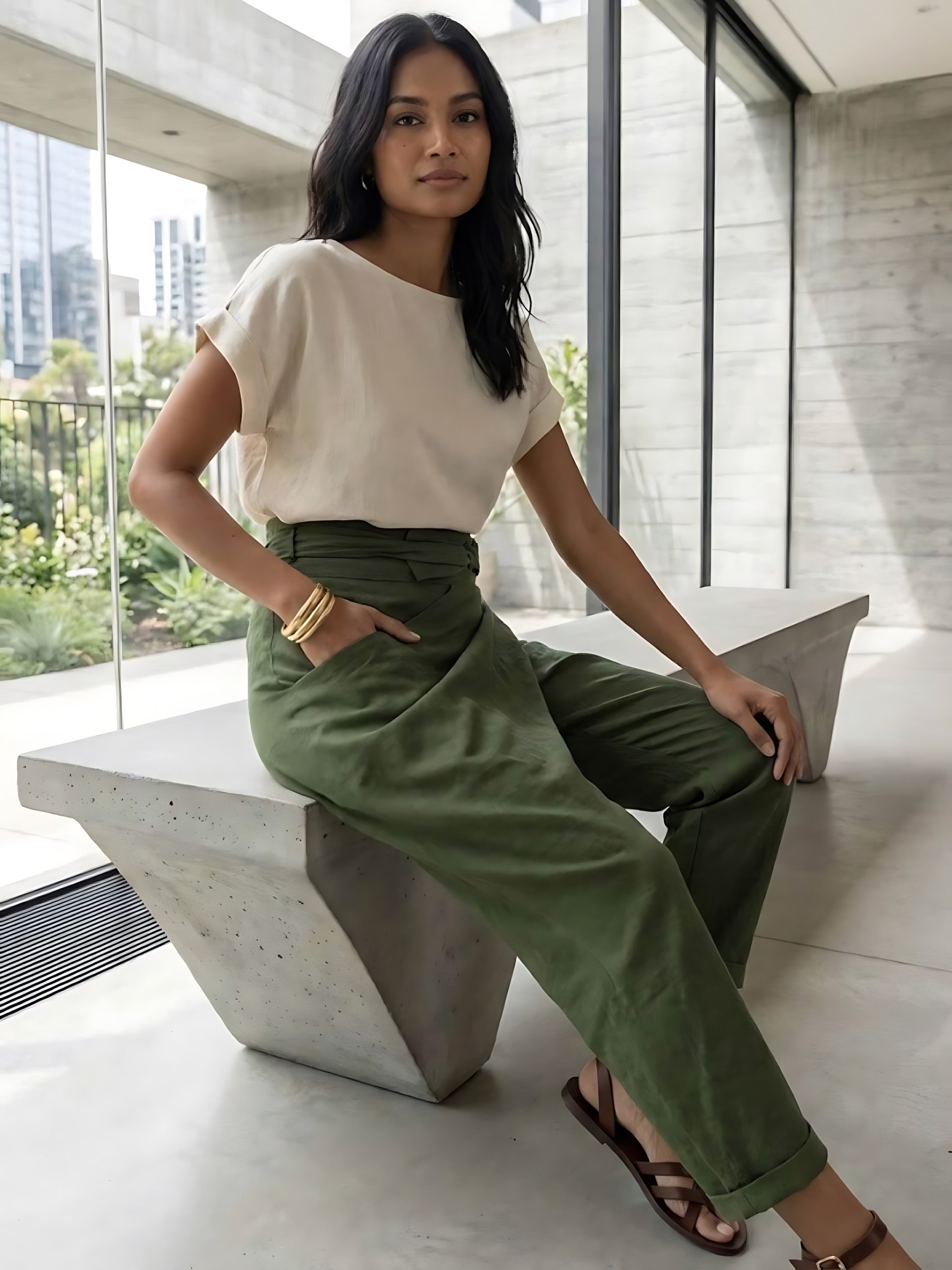 Savannah – Wrap Front Cropped Tapered Pants