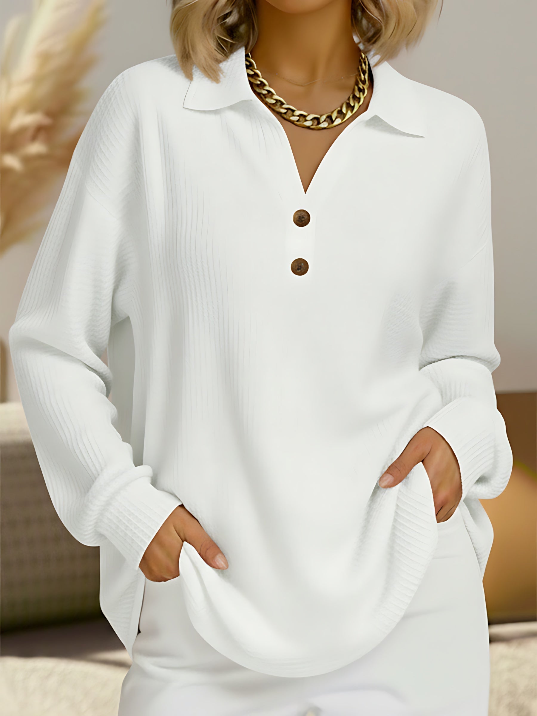 Scarlett – Quarter Button Knit Sweater