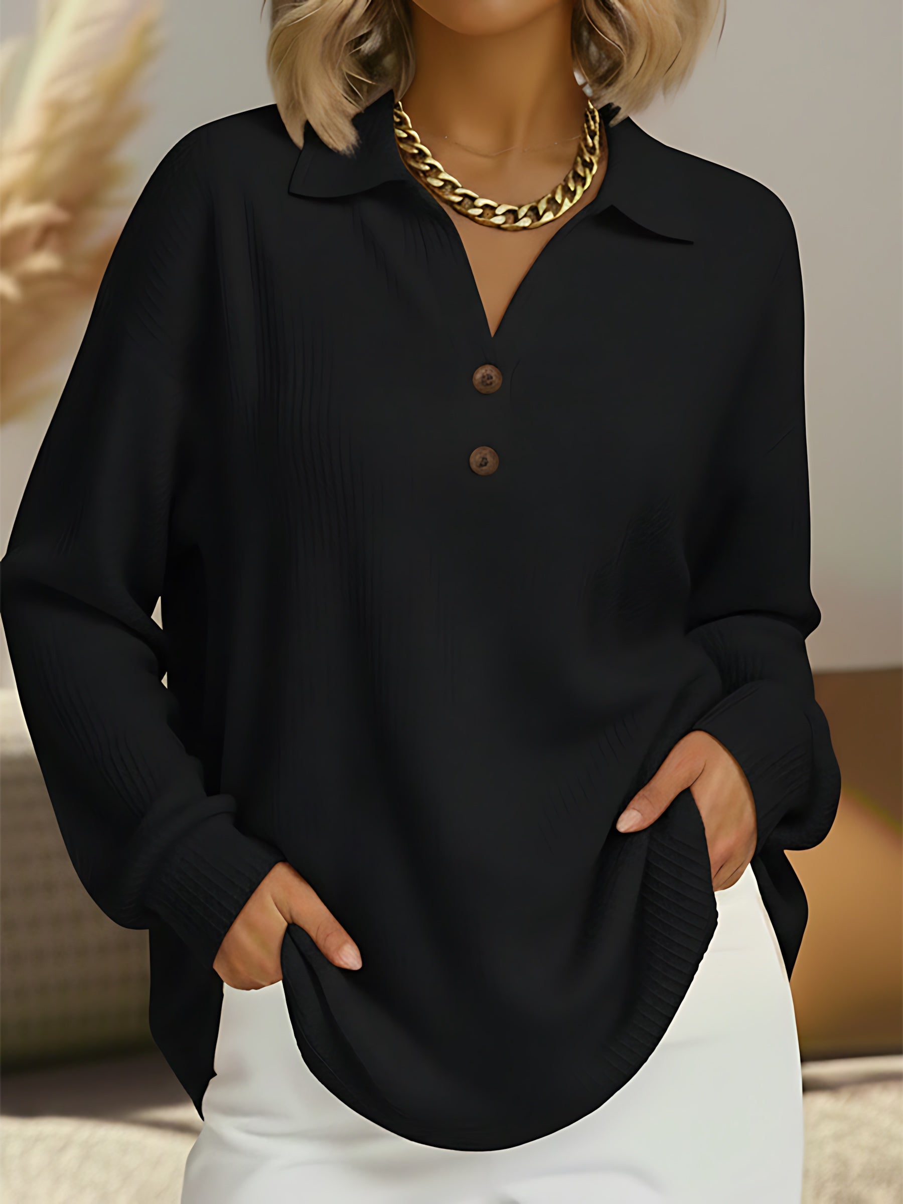 Scarlett – Quarter Button Knit Sweater