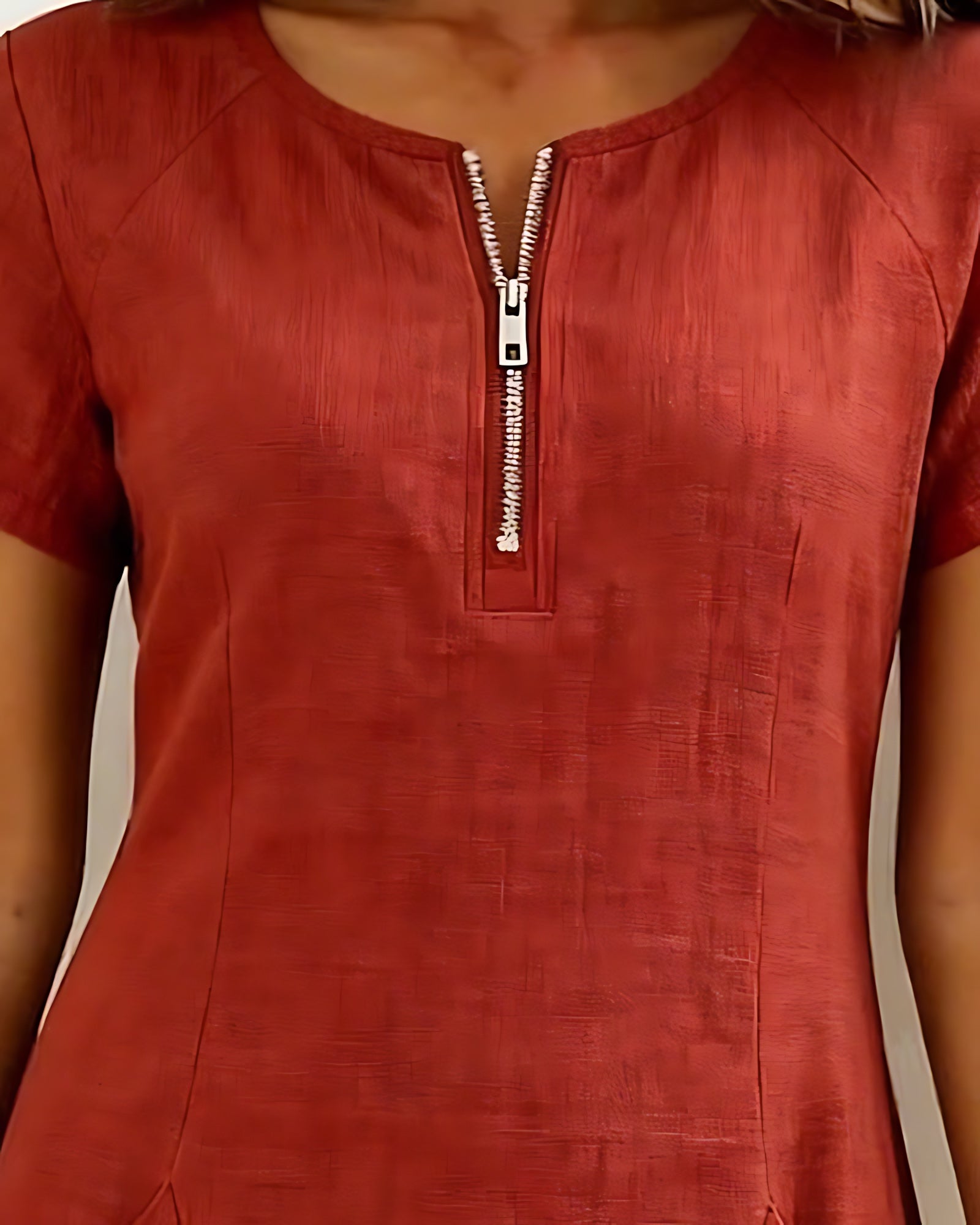 Selena – Zip Neck Short Sleeve Shift Dress