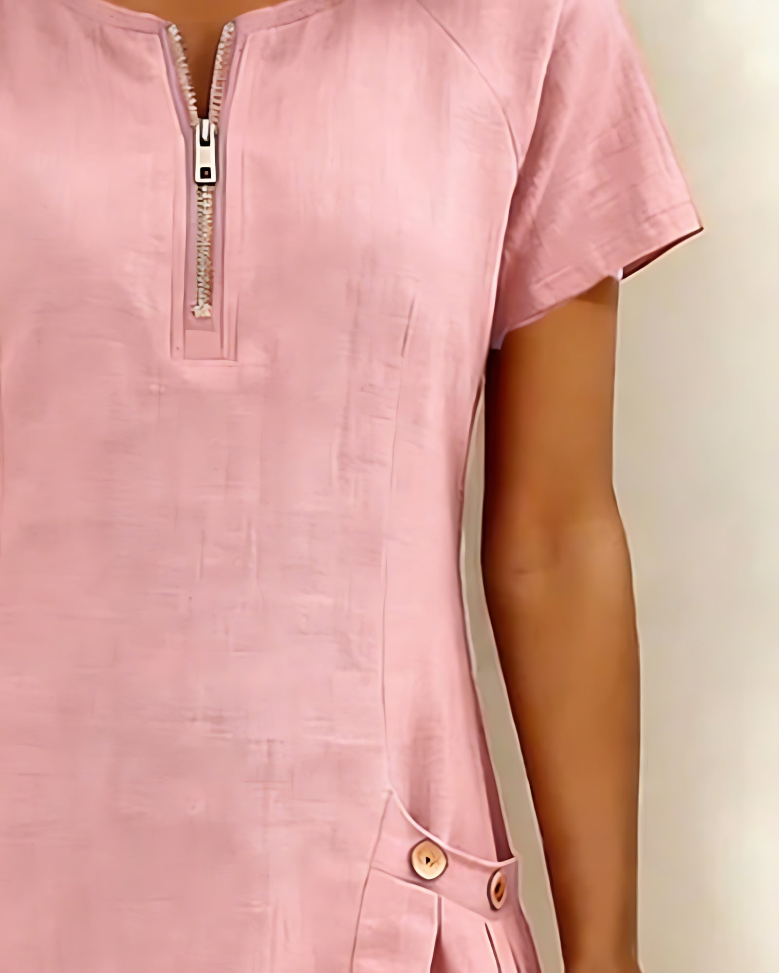 Selena – Zip Neck Short Sleeve Shift Dress