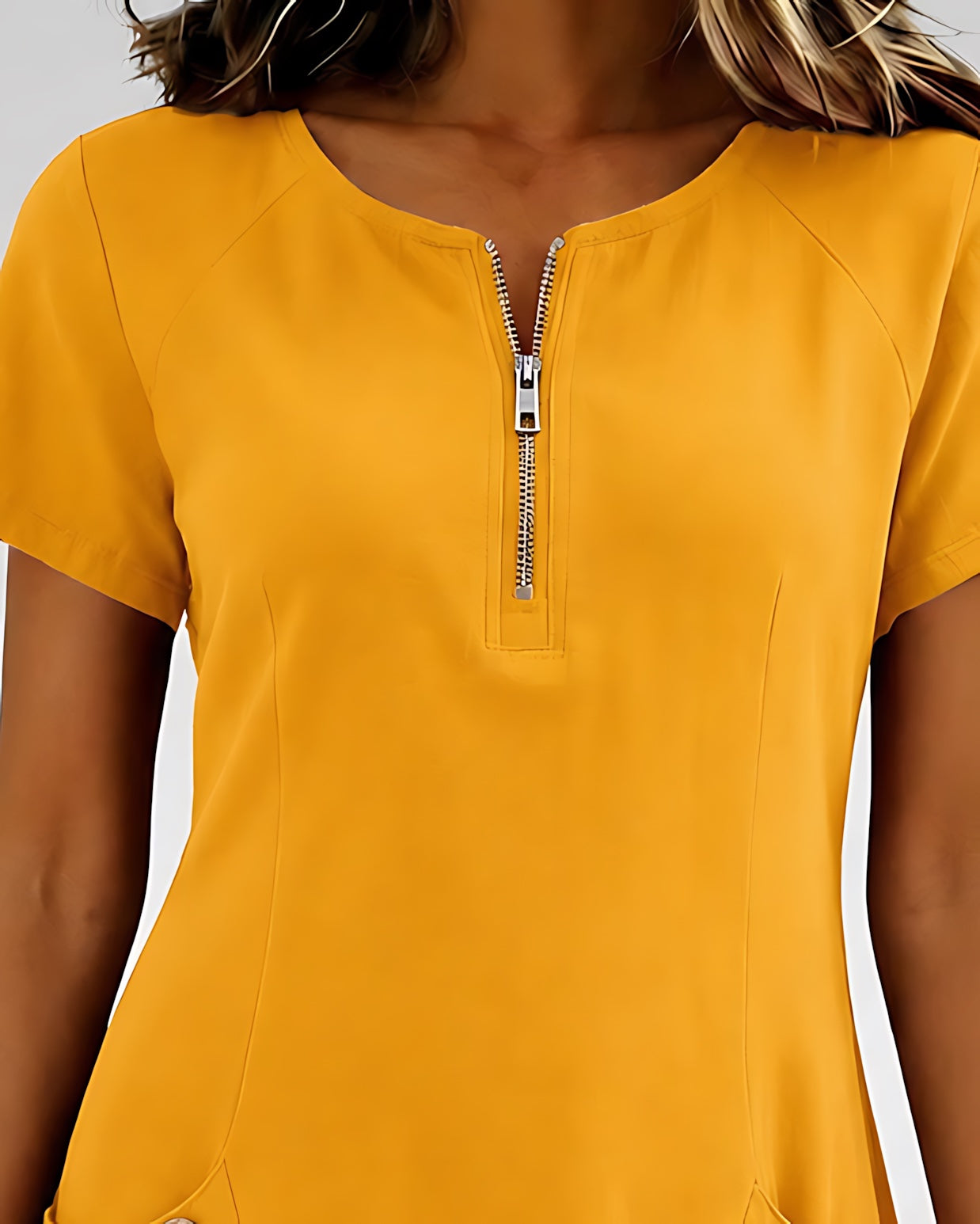 Selena – Zip Neck Short Sleeve Shift Dress
