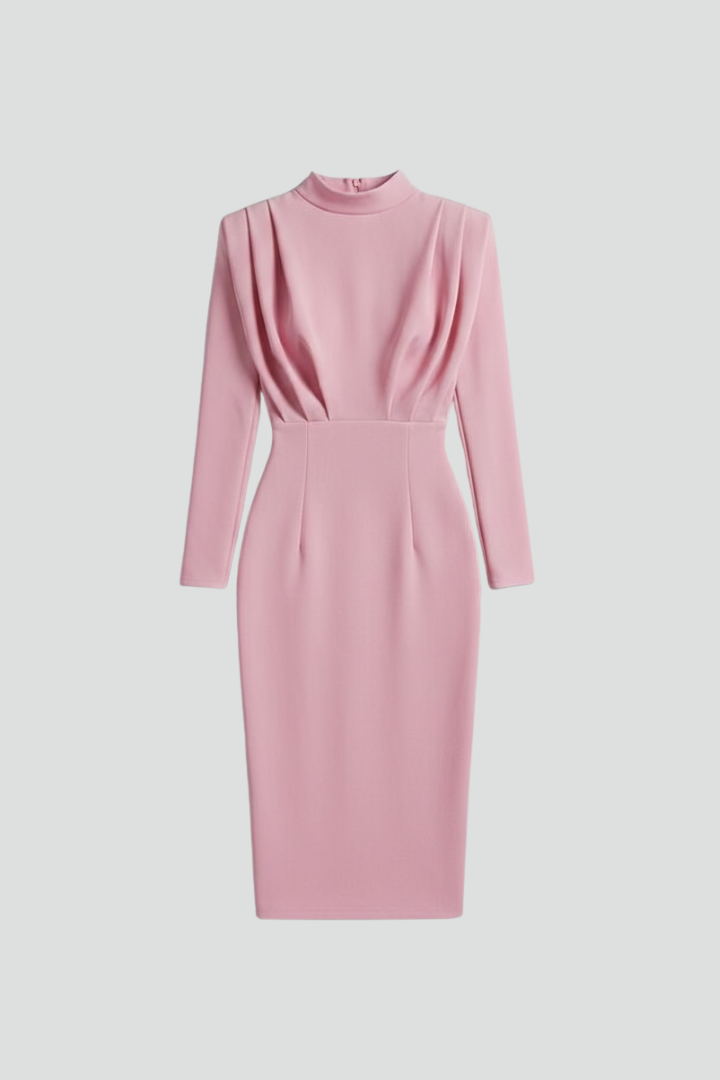Layla – Mock Neck Long Sleeve Cocktail Midi Dress